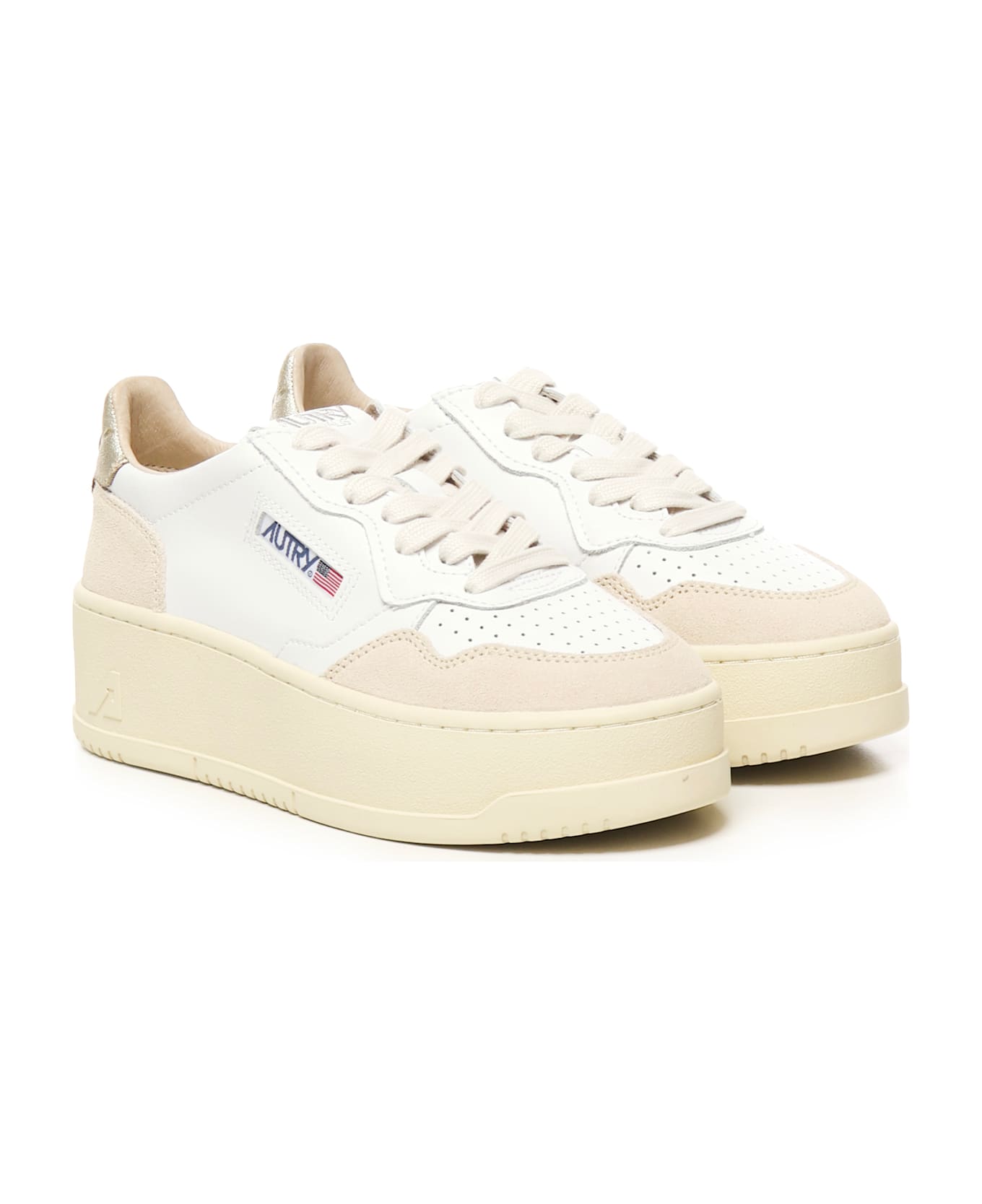 Autry Medalist Platform Sneakers - WHITE/BLUSH