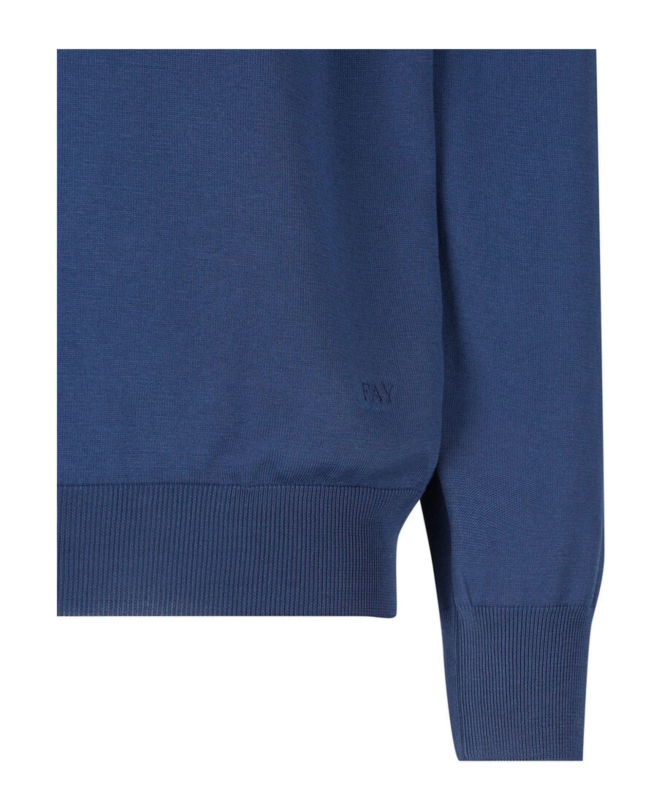 Fay Blue In Cotton Shaved Knit Jumper - Blu ニットウェア