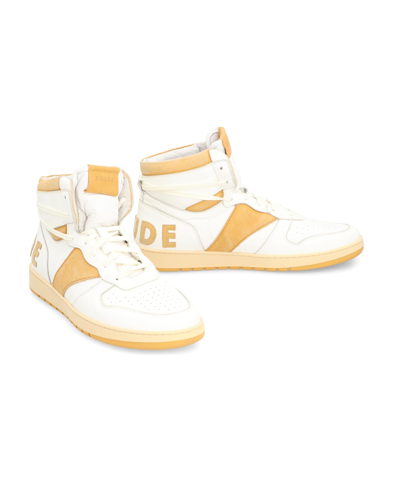 Rhude Rhecess Leather High-top Sneakers - White