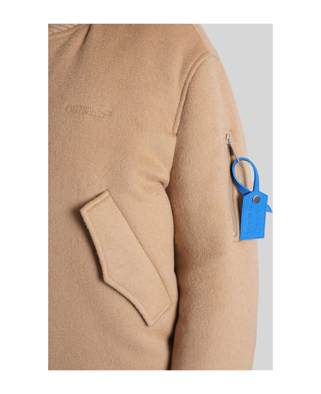 Off-White Bomber Jacket In Beige Cashmere - beige
