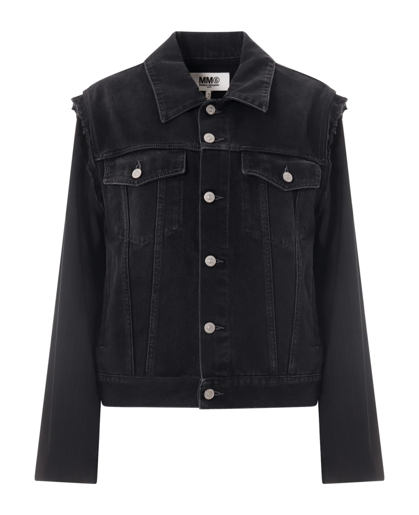 MM6 Maison Margiela Denim Striped Wool Sleeve Jacket - Black ジャケット