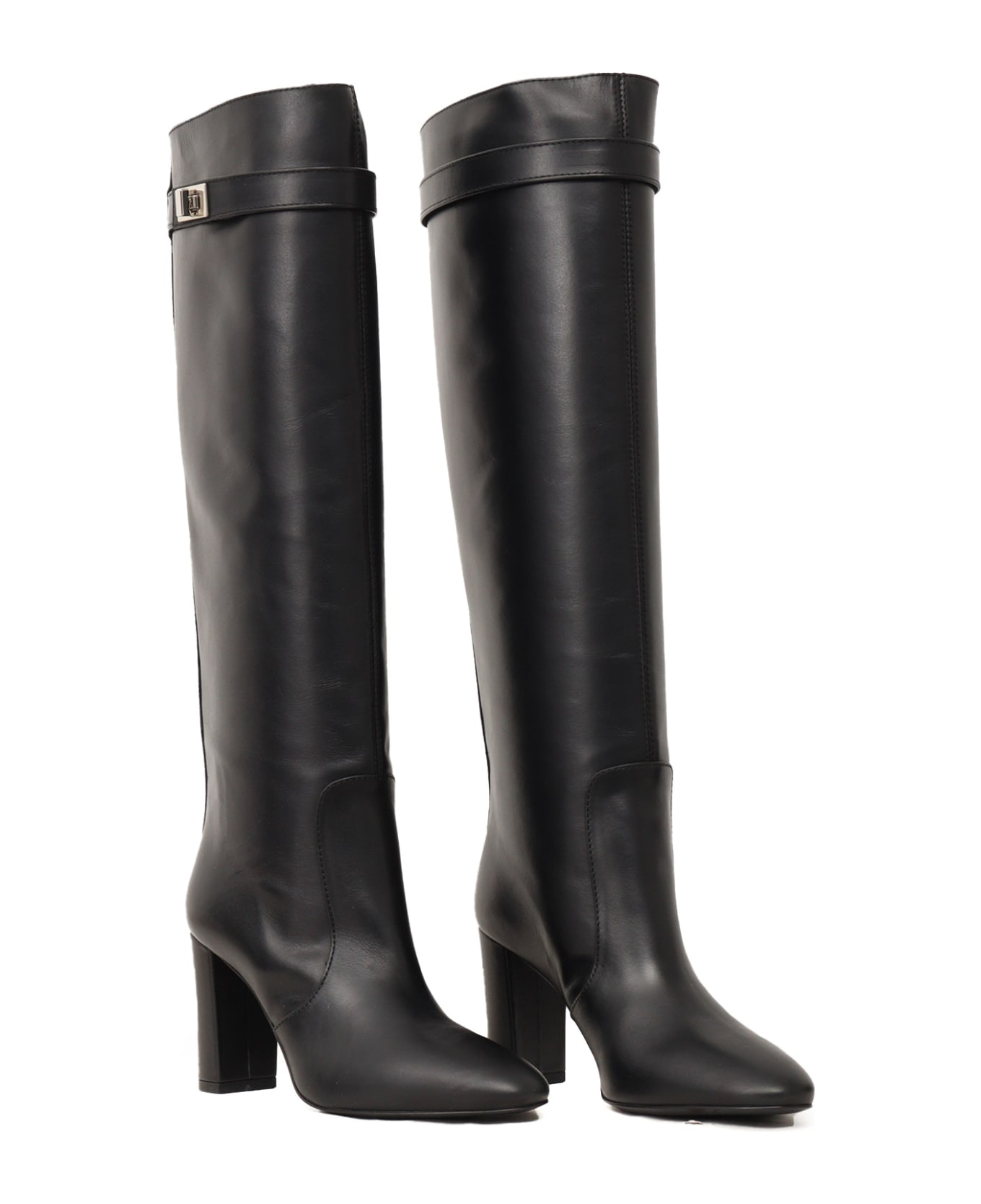 Via Roma 15 770 Belted Boots - BLACK