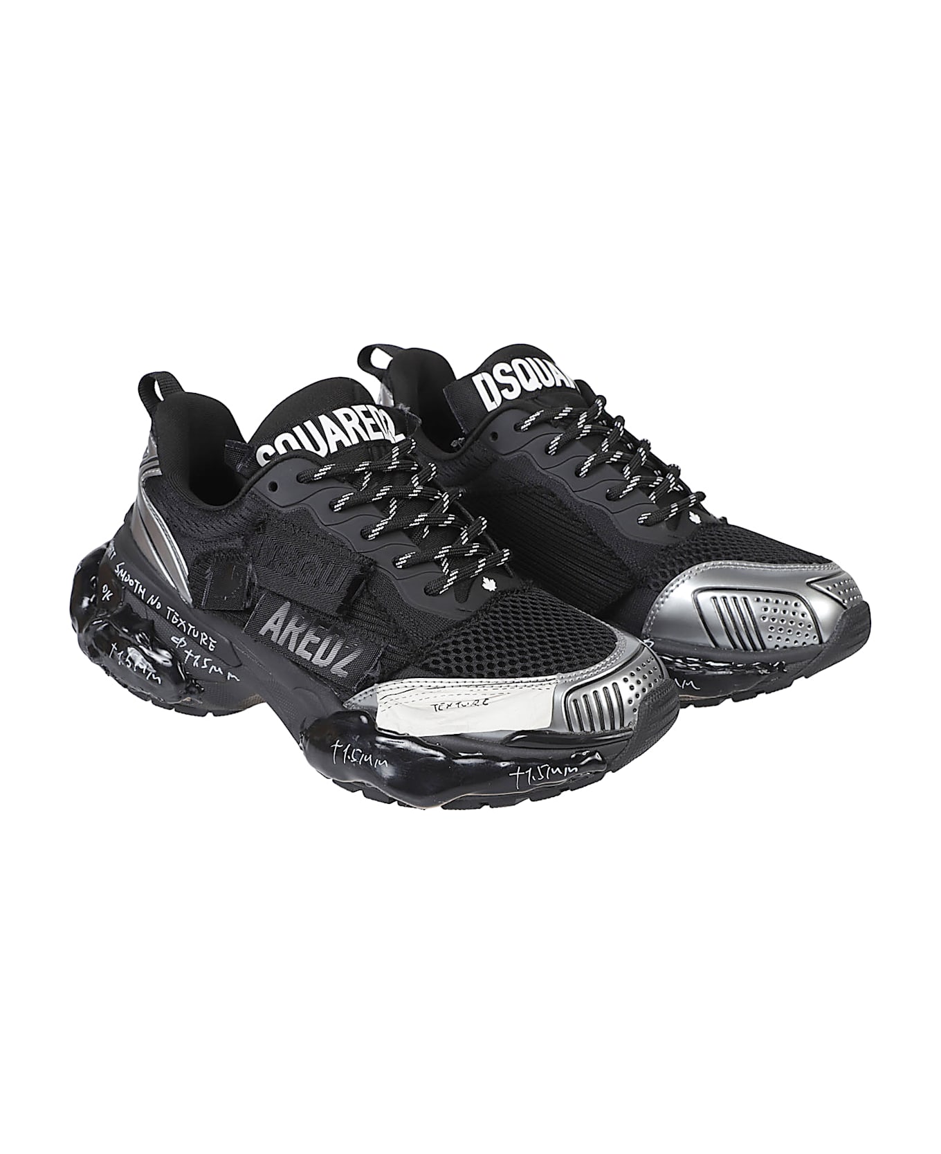 Dsquared2 Faster Lace-up Low Top Sneakers - Antracite/nero/silver