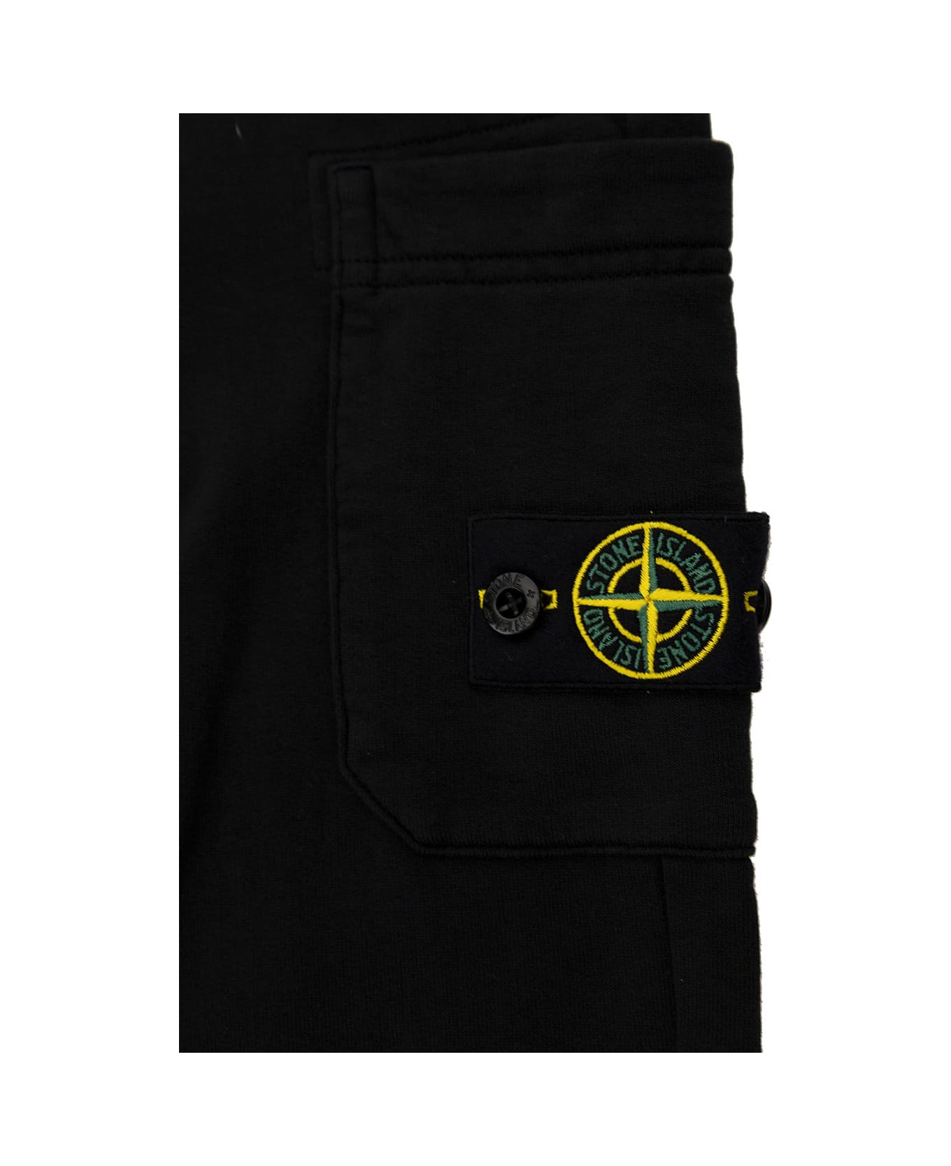 Stone Island Junior Black Trackpants With Logo Patch In Cotton Boy - Black