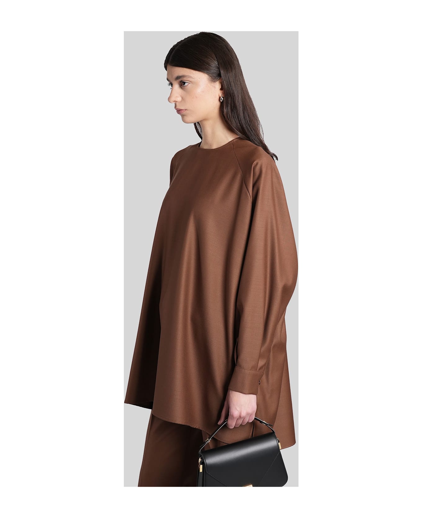 Gianluca Capannolo Mina Tunique Topwear In Brown Wool - brown