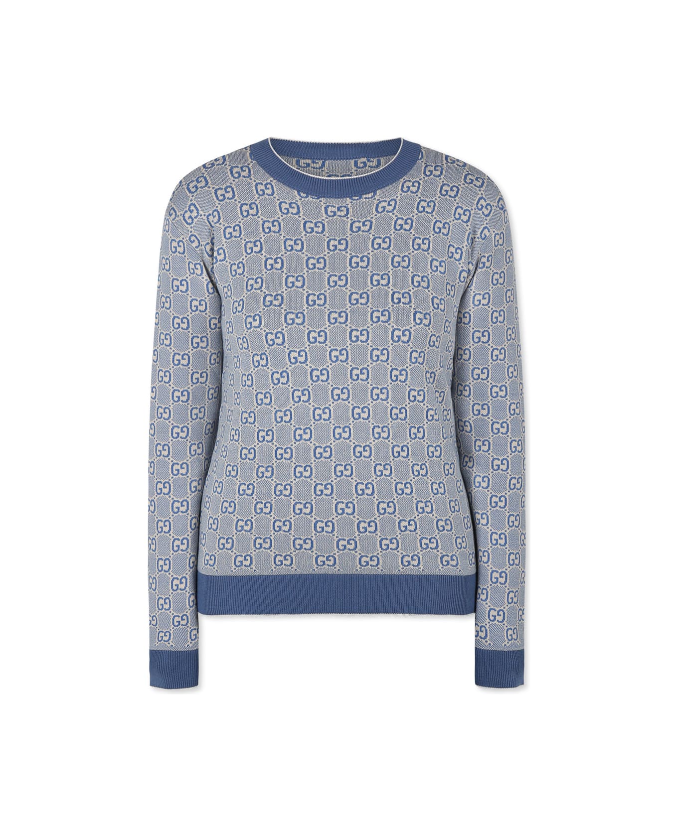 Gucci Blue Swater For Boy With Logo - Blue