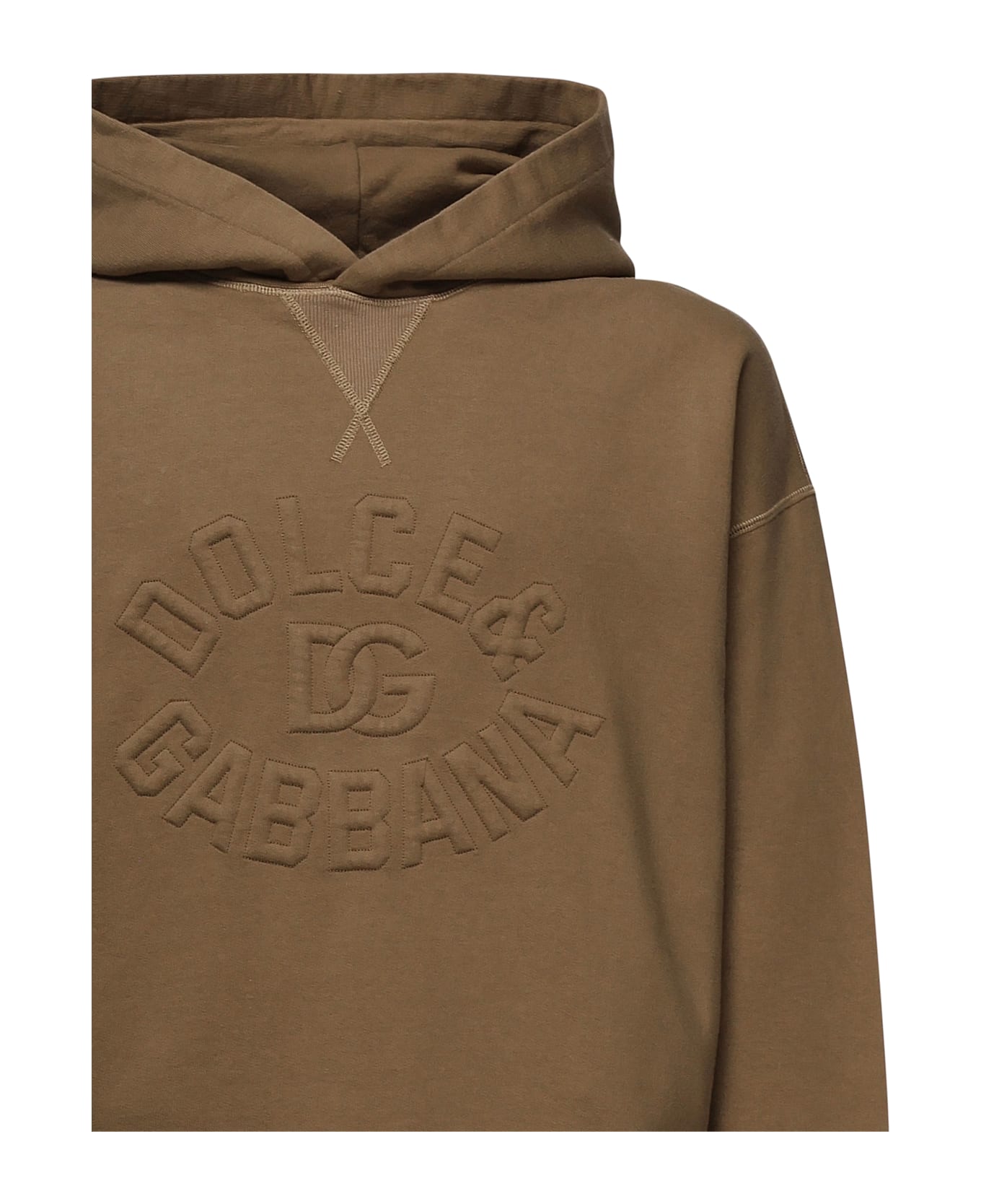 Dolce 
Gabbana Hoodie With Logo Embroidery - Brown