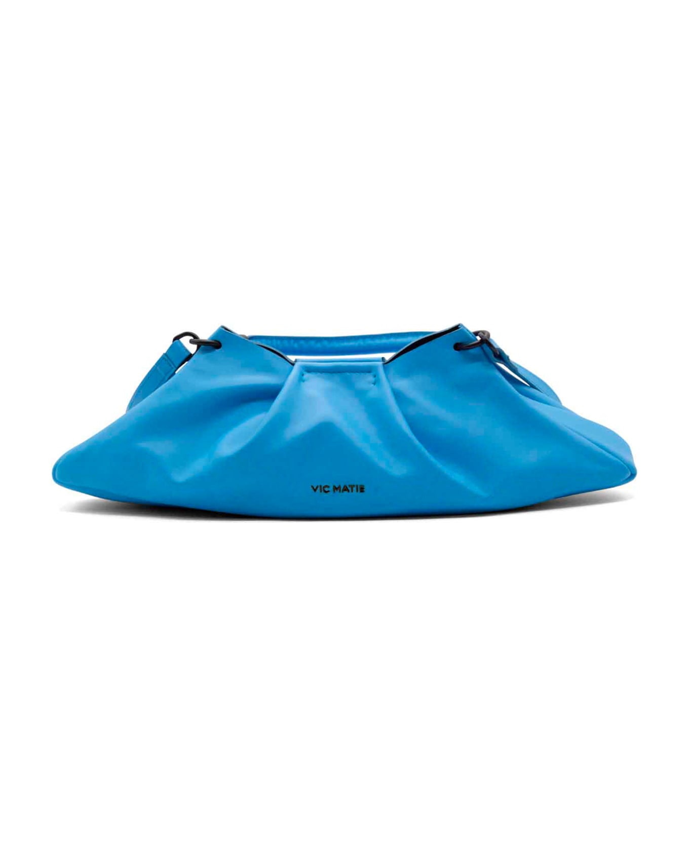Vic Matié Light Blue Leather Clutch Bag With Shoulder Strap - SEA BLUE