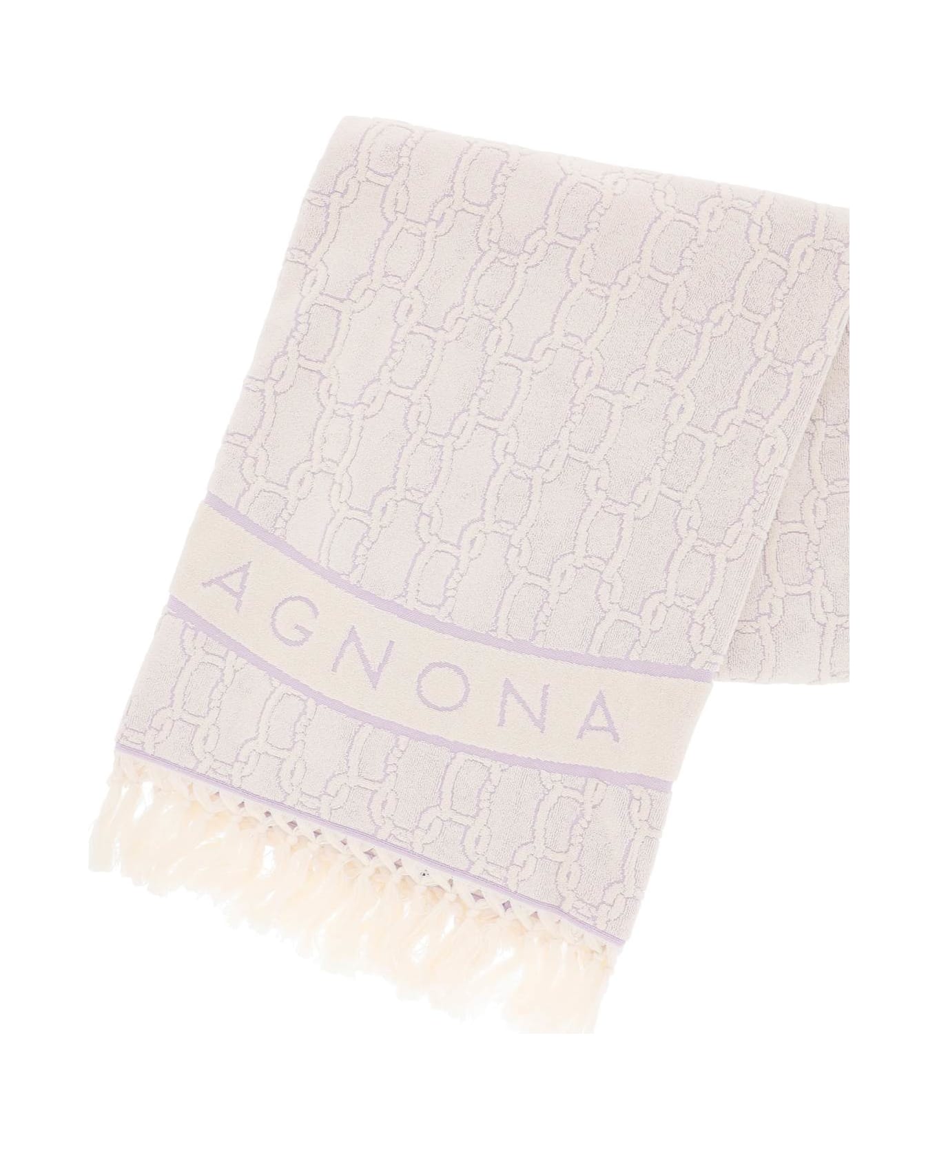 Agnona 'chain' Beach Towel - MALVA (White)