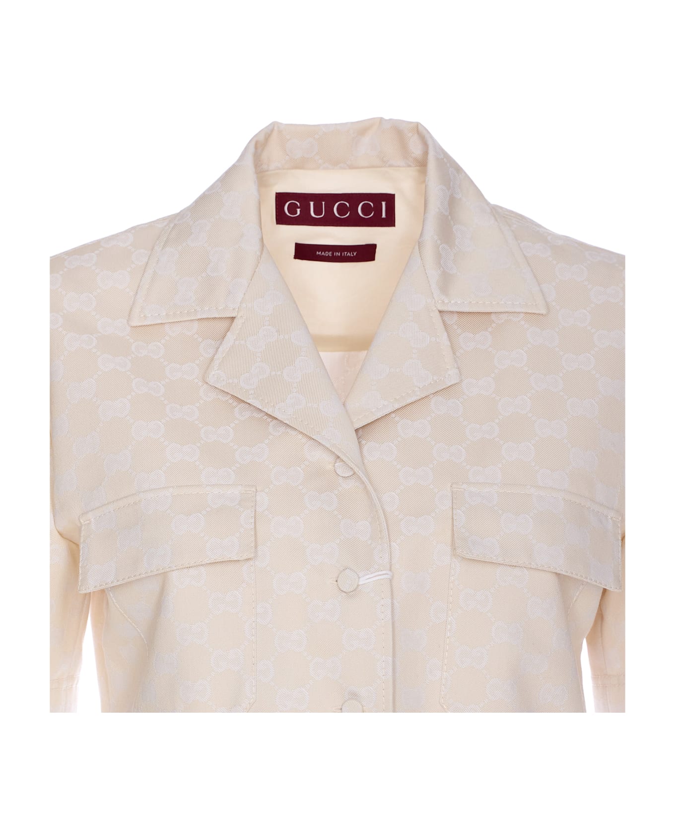 Gucci Gg Logo Jumpsuit - Beige