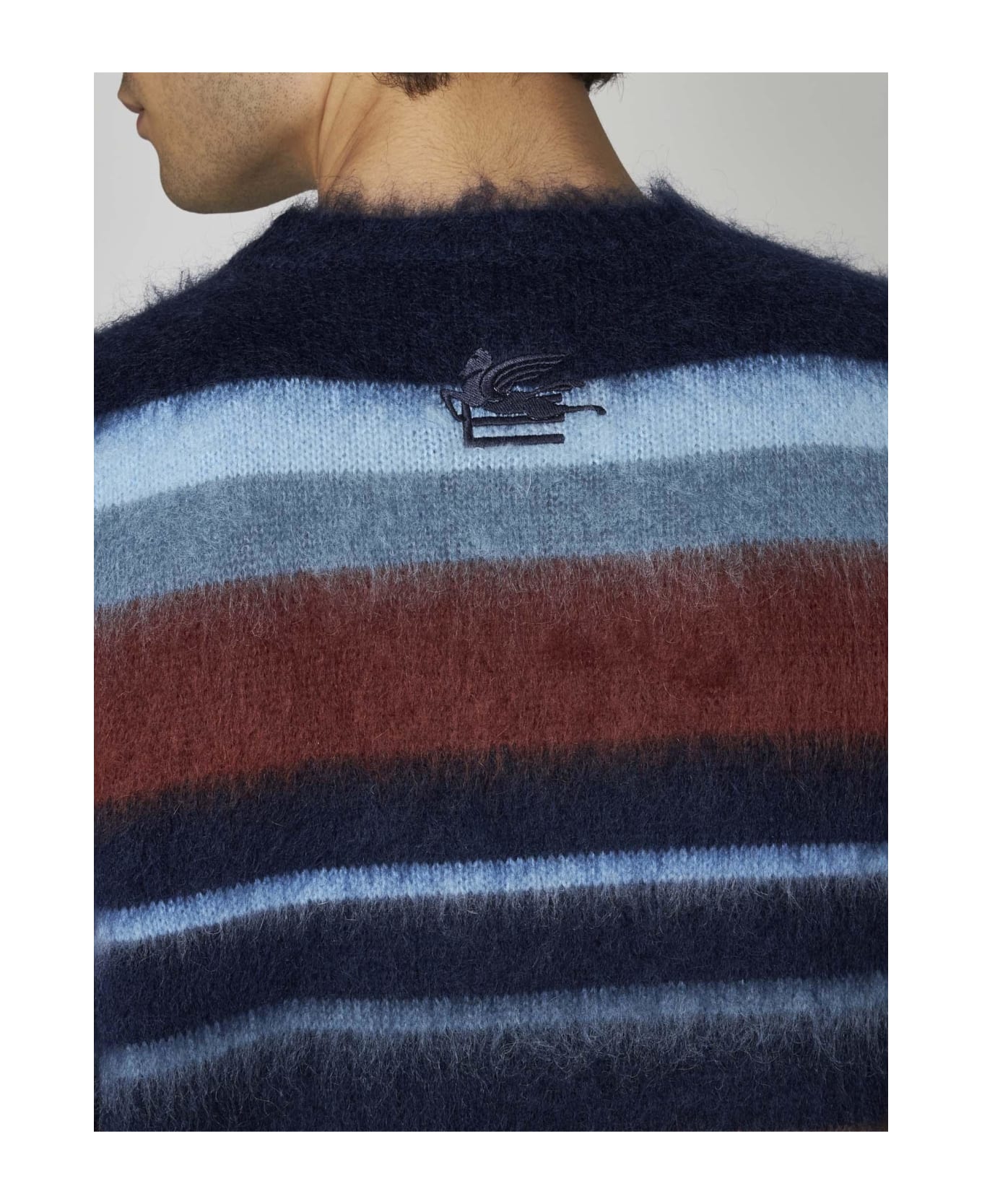 Etro Striped Mohair-blend Sweater Etro - Blu ニットウェア