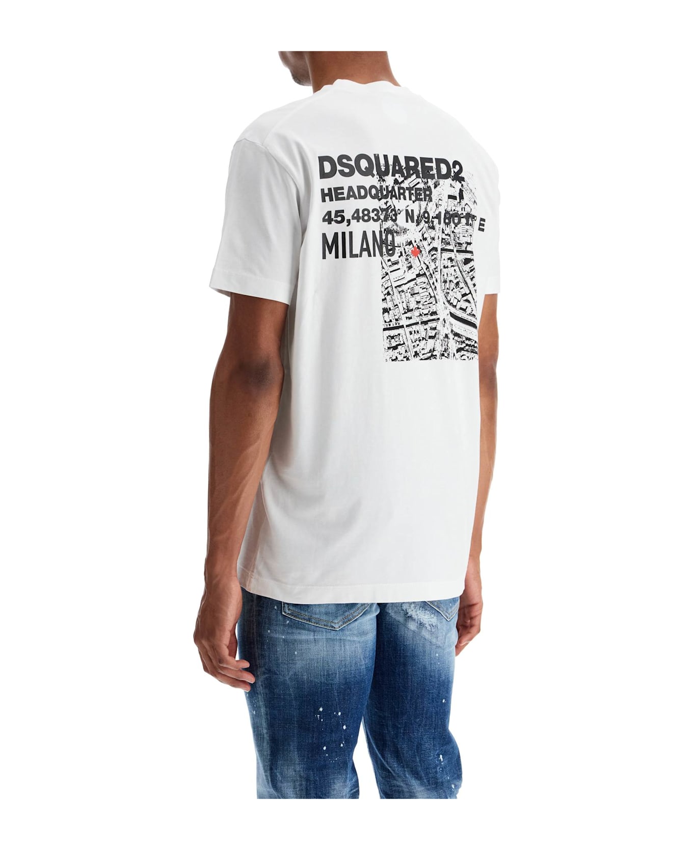 Dsquared2 Men's White Cotton T-shirt With Embroidered Logo - WHITE (White)