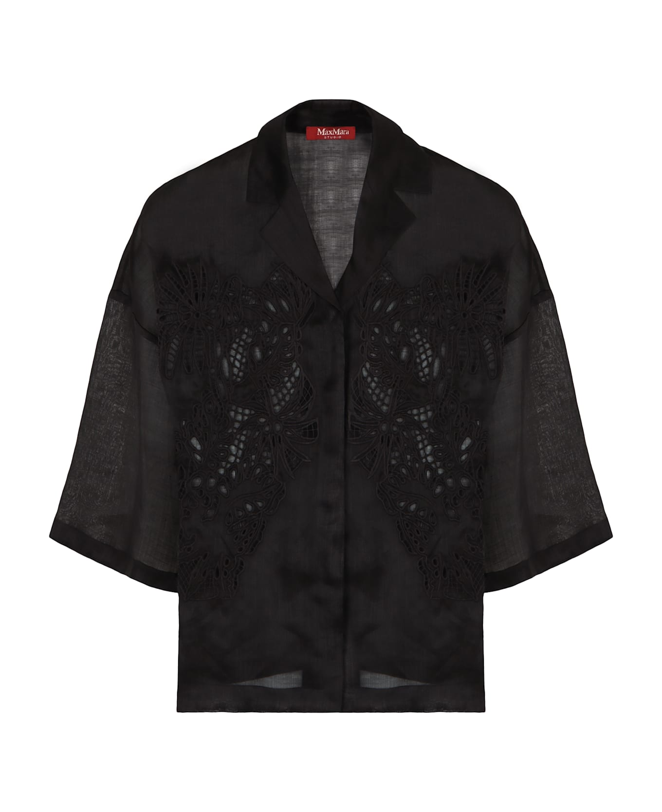 Max Mara Studio Legno Ramie Shirts - black