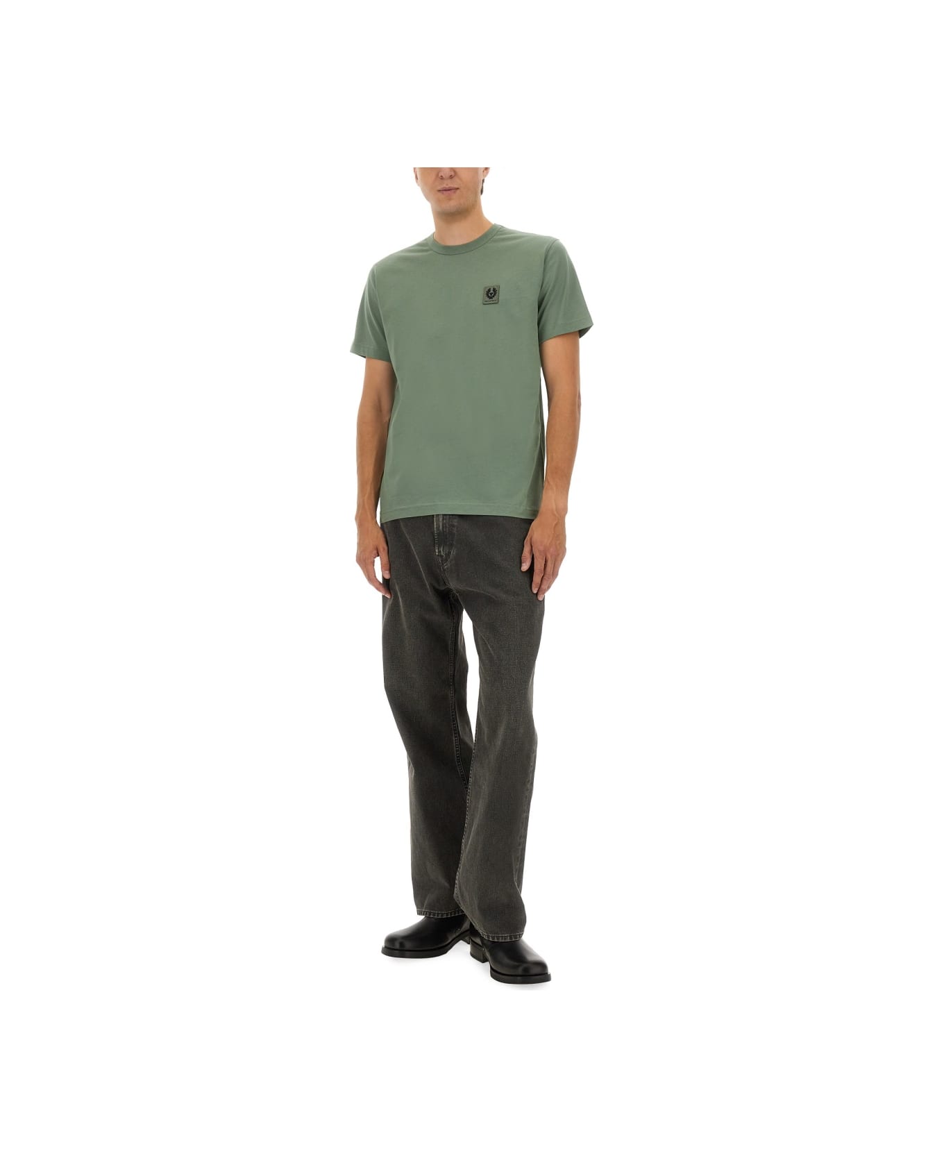 Belstaff T-shirt With Logo Patch - GREEN