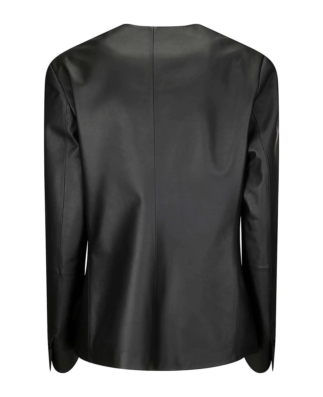 Desa 1972 Leather Cardigan Blazer - BLACK