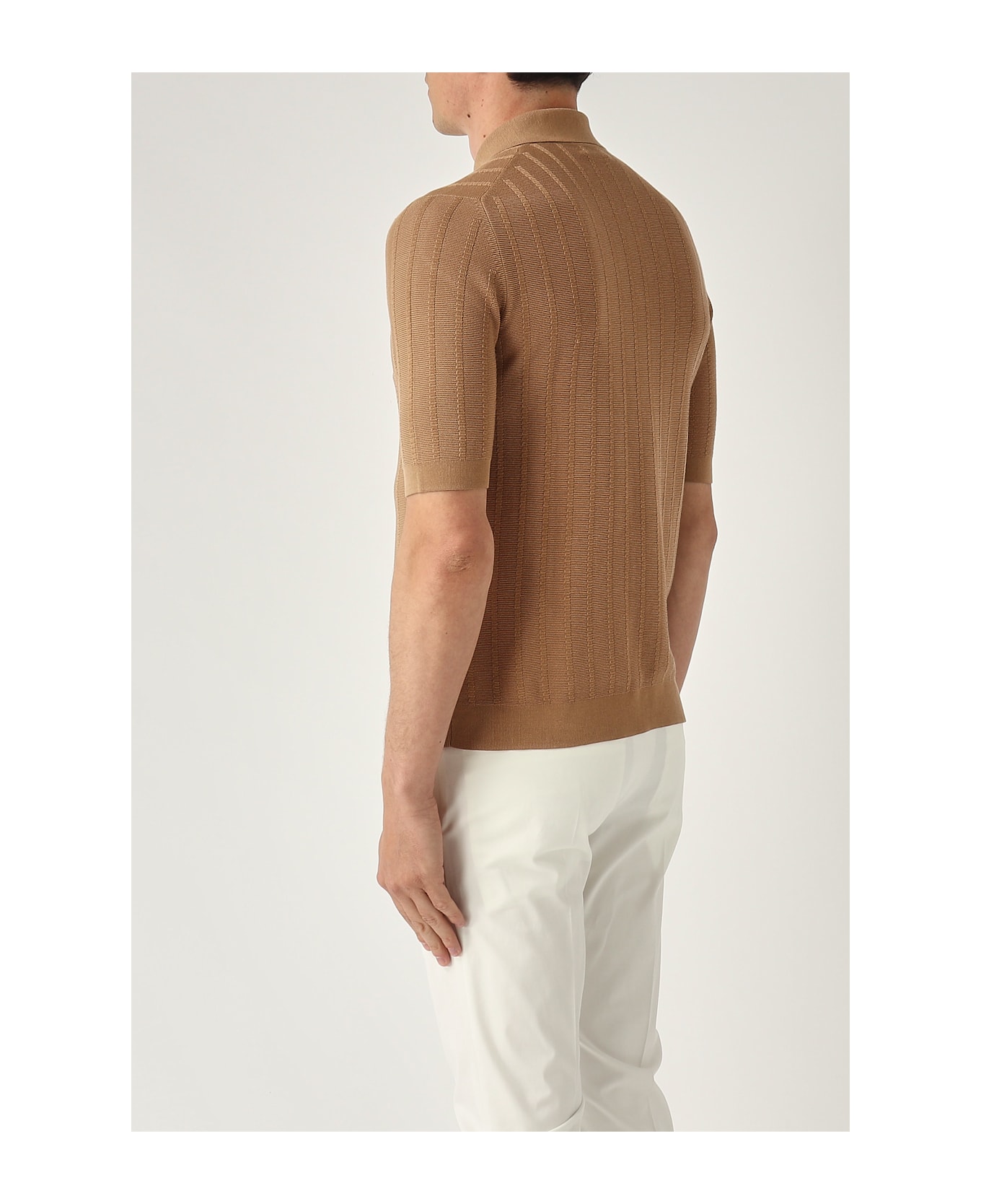 Ballantyne Camicia M/c Punto Riso A Coste Ribs Shirt - BISCOTTO