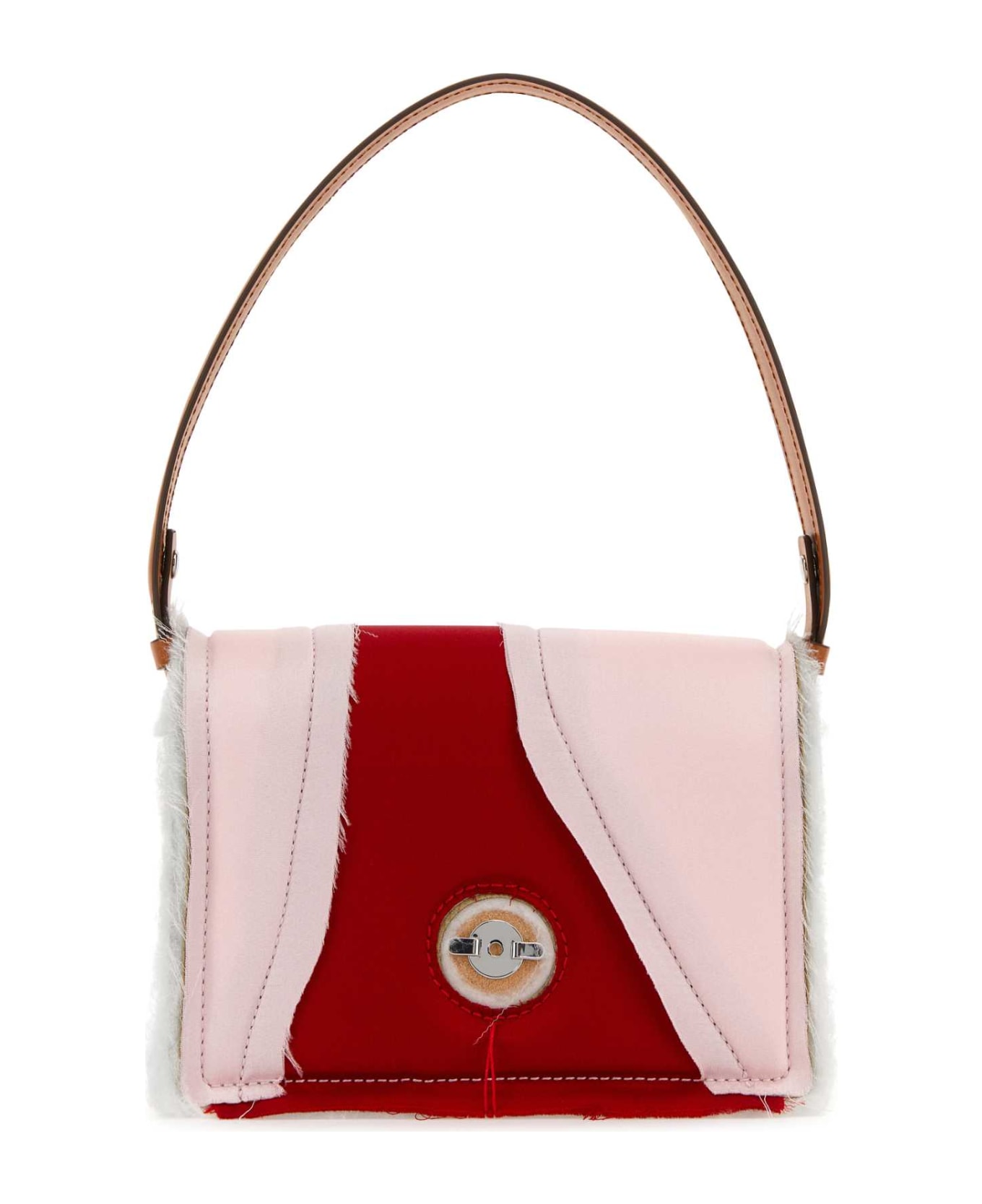 Dentro Multicolor Satin And Leather Mirim Handbag - REDPINK