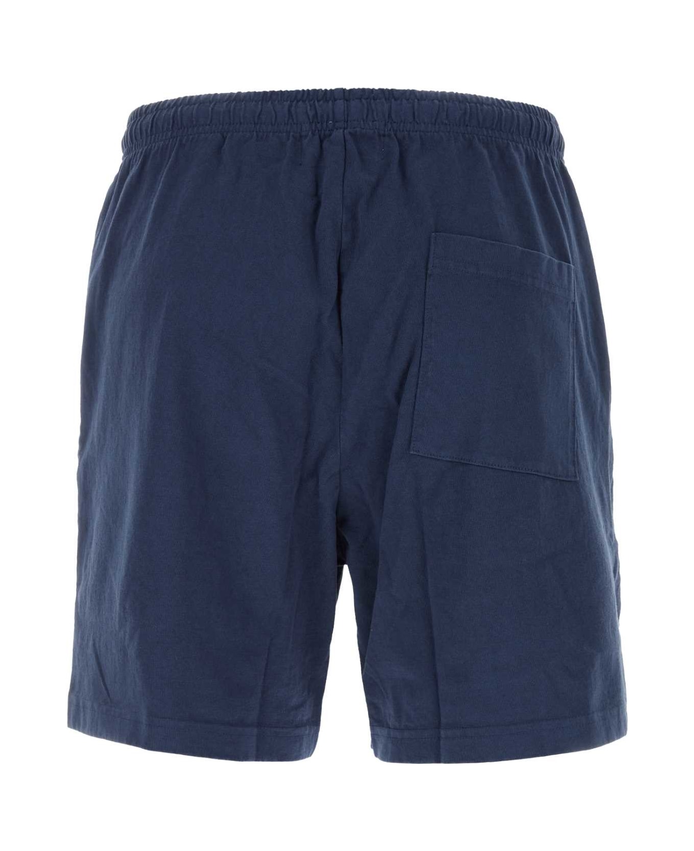 The Harmony Navy Blue Cotton Bermuda Shorts - 010