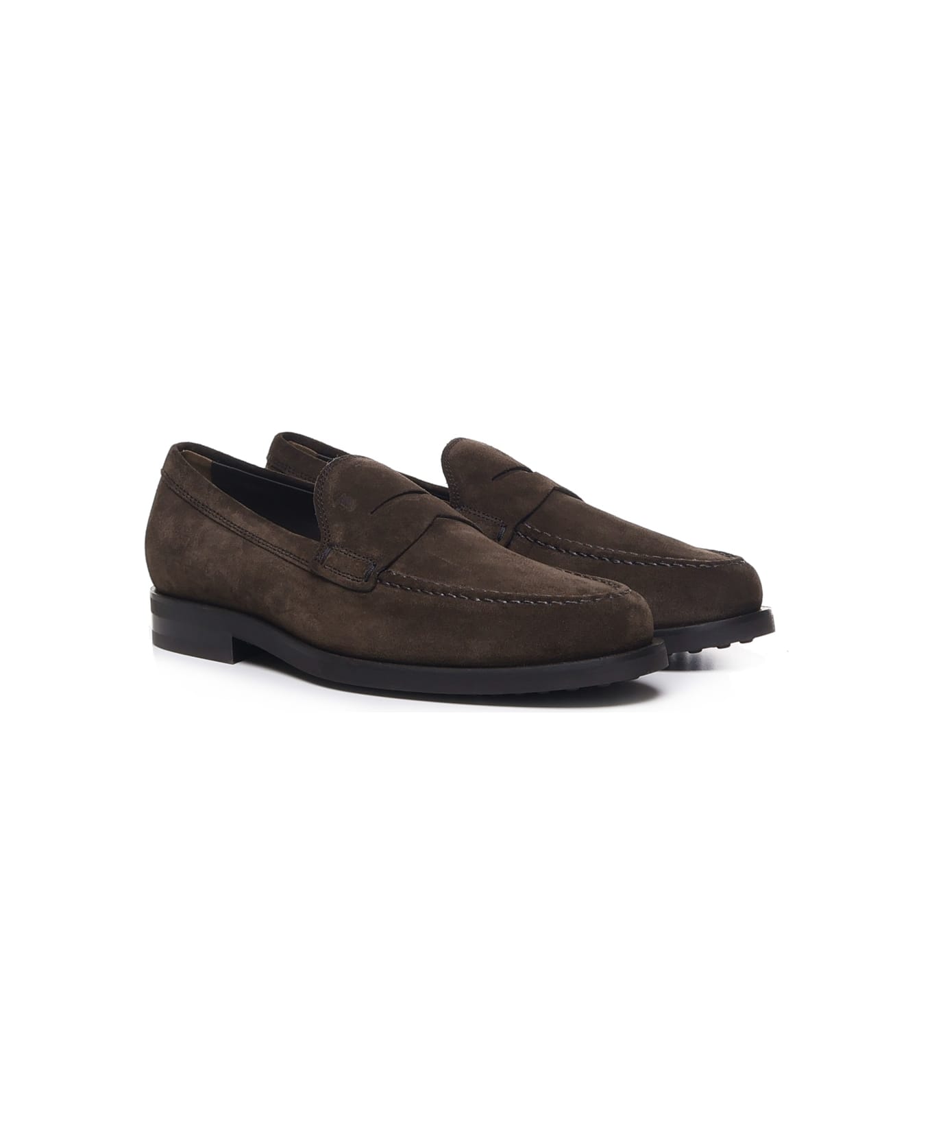 Tod's Brown Suede Loafers - DARK BROWN ローファー＆デッキシューズ