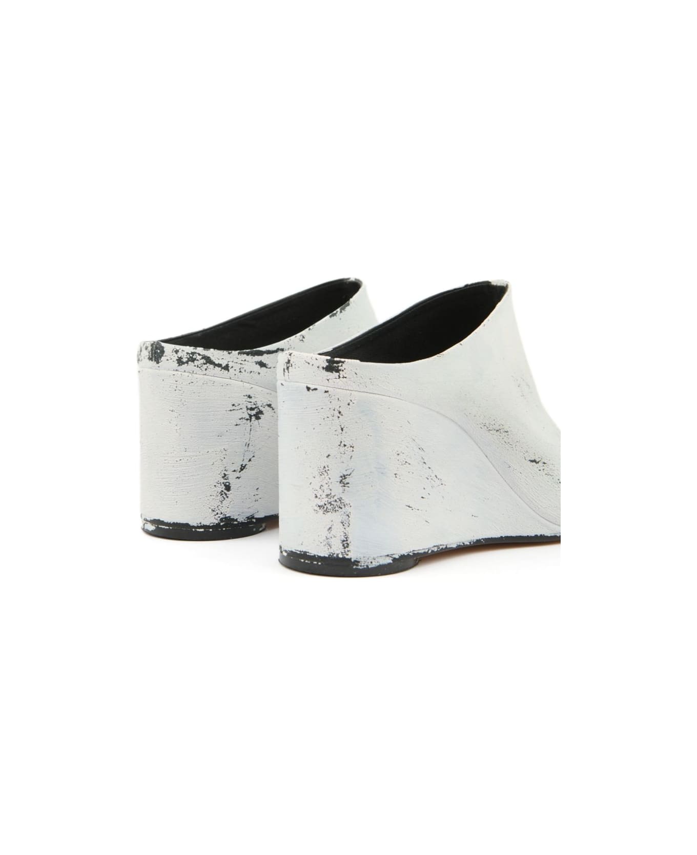MM6 Maison Margiela Leather Heel Mules - White