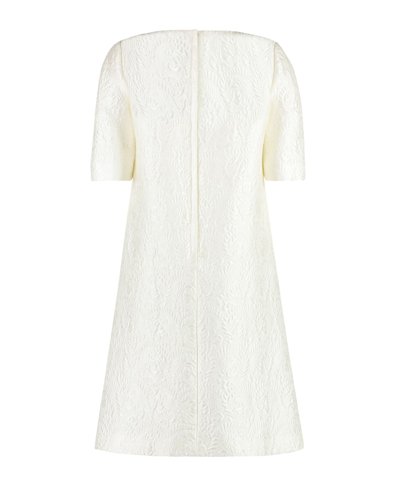 Dolce & Gabbana Floral Jacquard Fabric Dress - Ivory