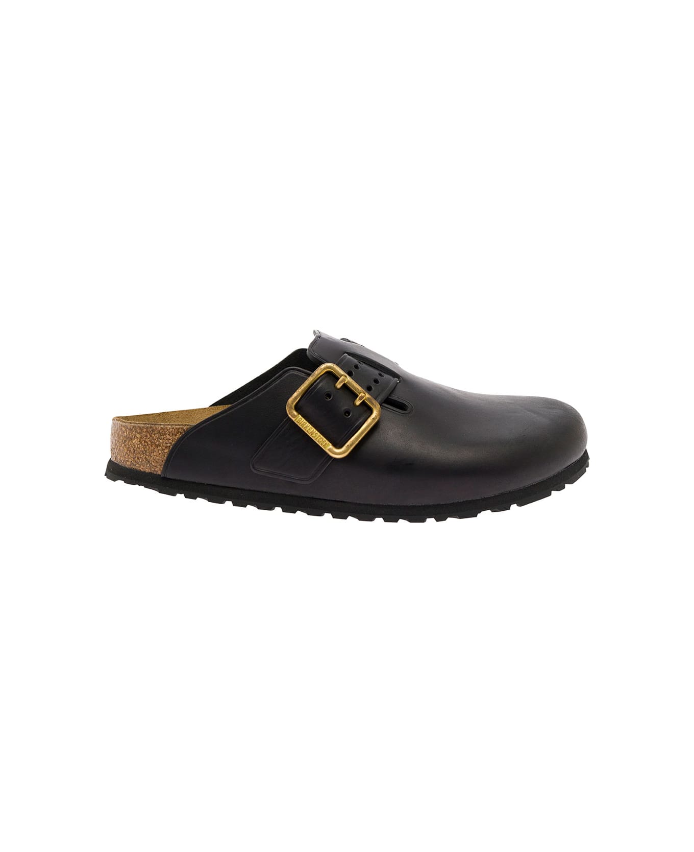 Birkenstock 'boston Bold' Black Mules With Maxi Buckle In Leather Man - Black