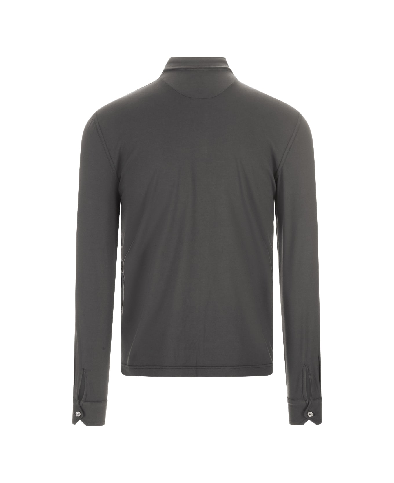 Fedeli Dark Grey Long Sleeve Polo Shirt - Grey