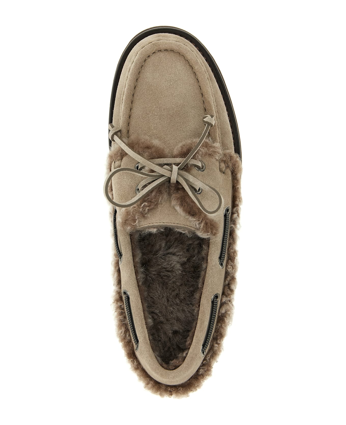 Brunello Cucinelli 
precious Insert
 Boat Shoe - Gray
