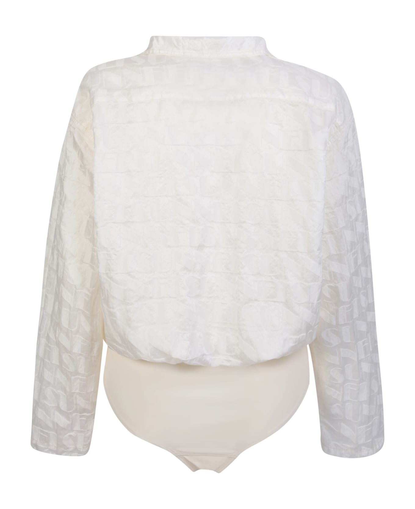 Sunnei Jacquard Shirt Bodysuit In Cream - White