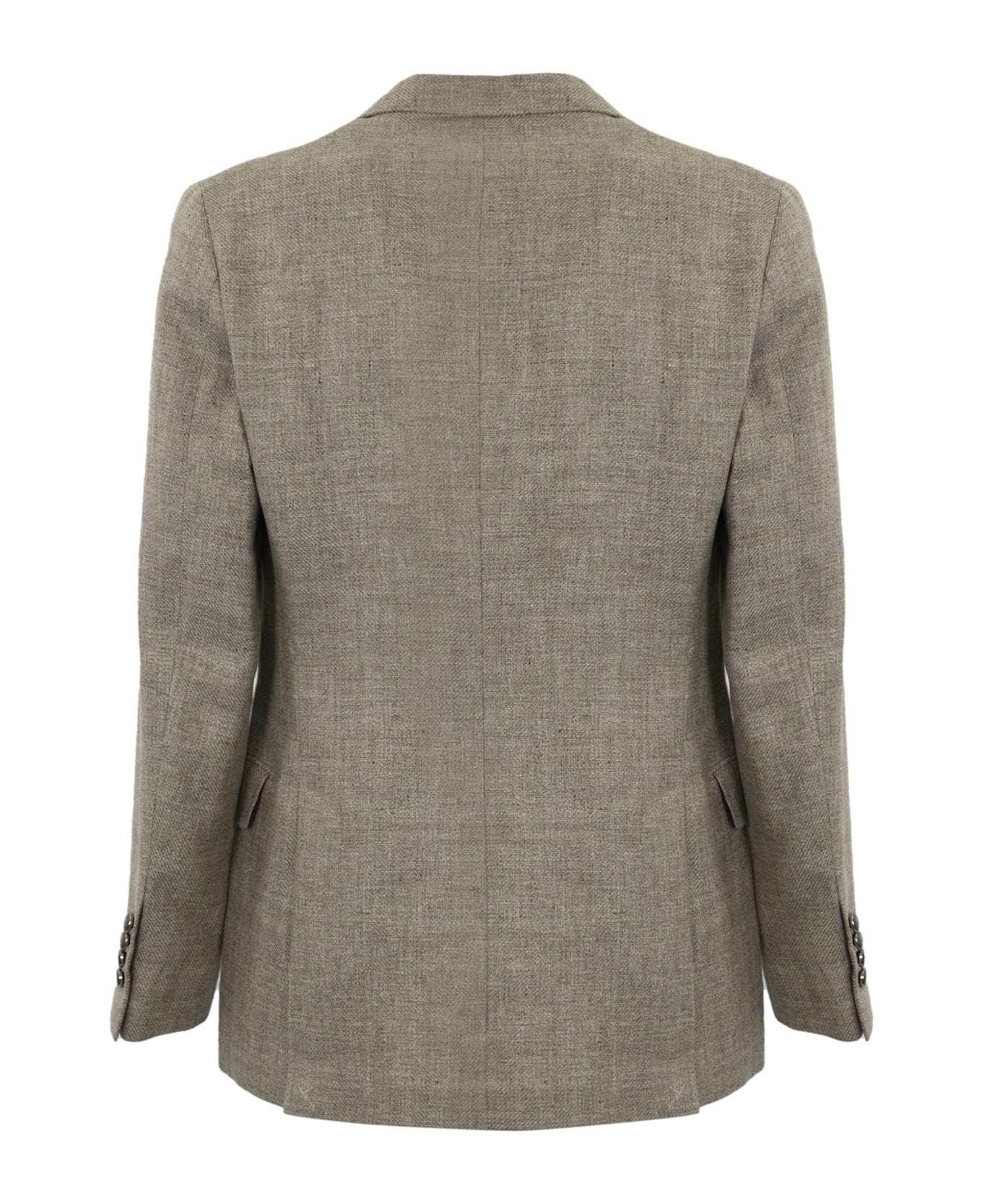 Brunello Cucinelli Double-breasted Jacket In Linen, Wool And Silk - Brown
