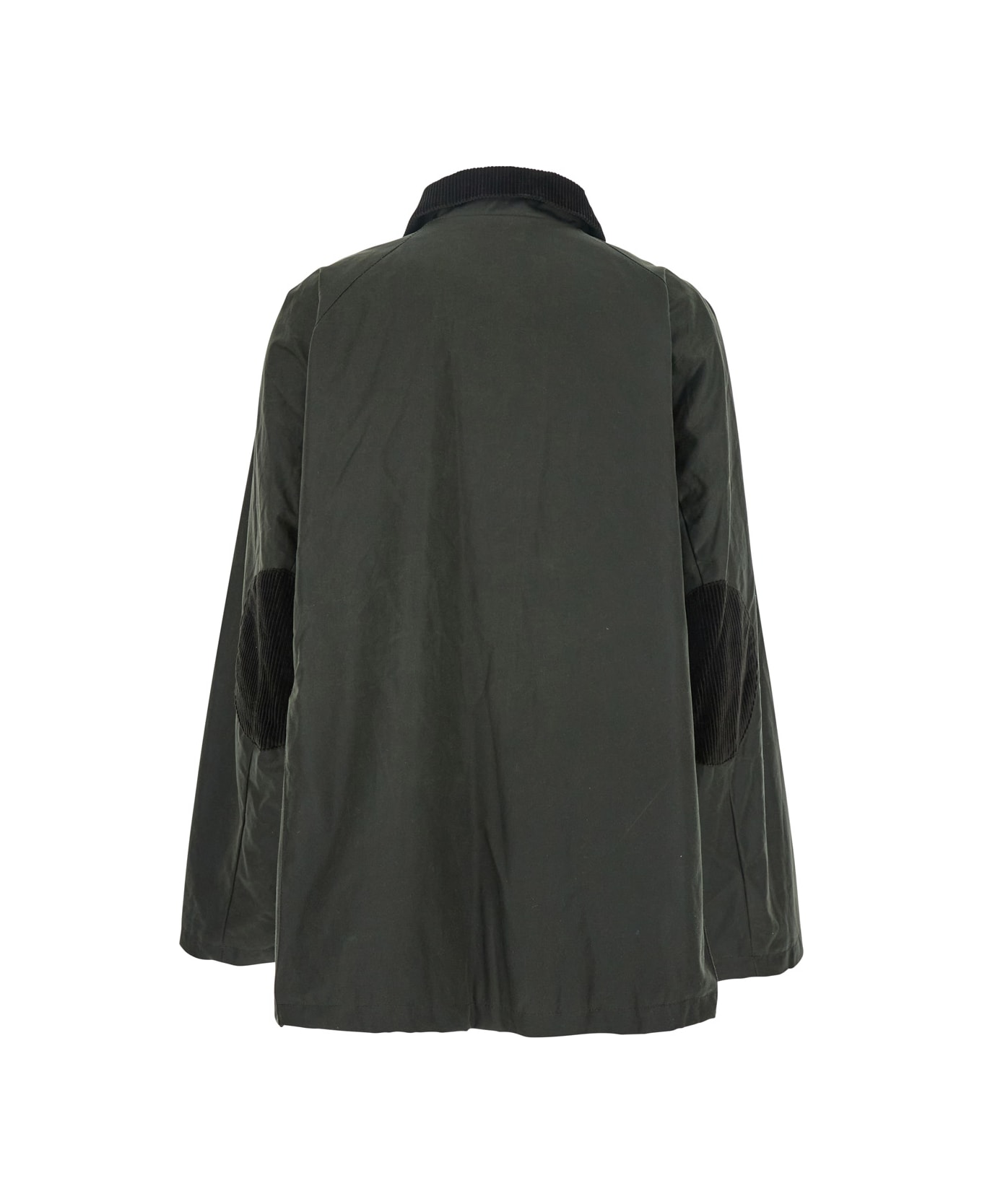 Totême Green Jacket With Corduroy Collar And Rear English Vents In Cotton Woman - Verde scuro