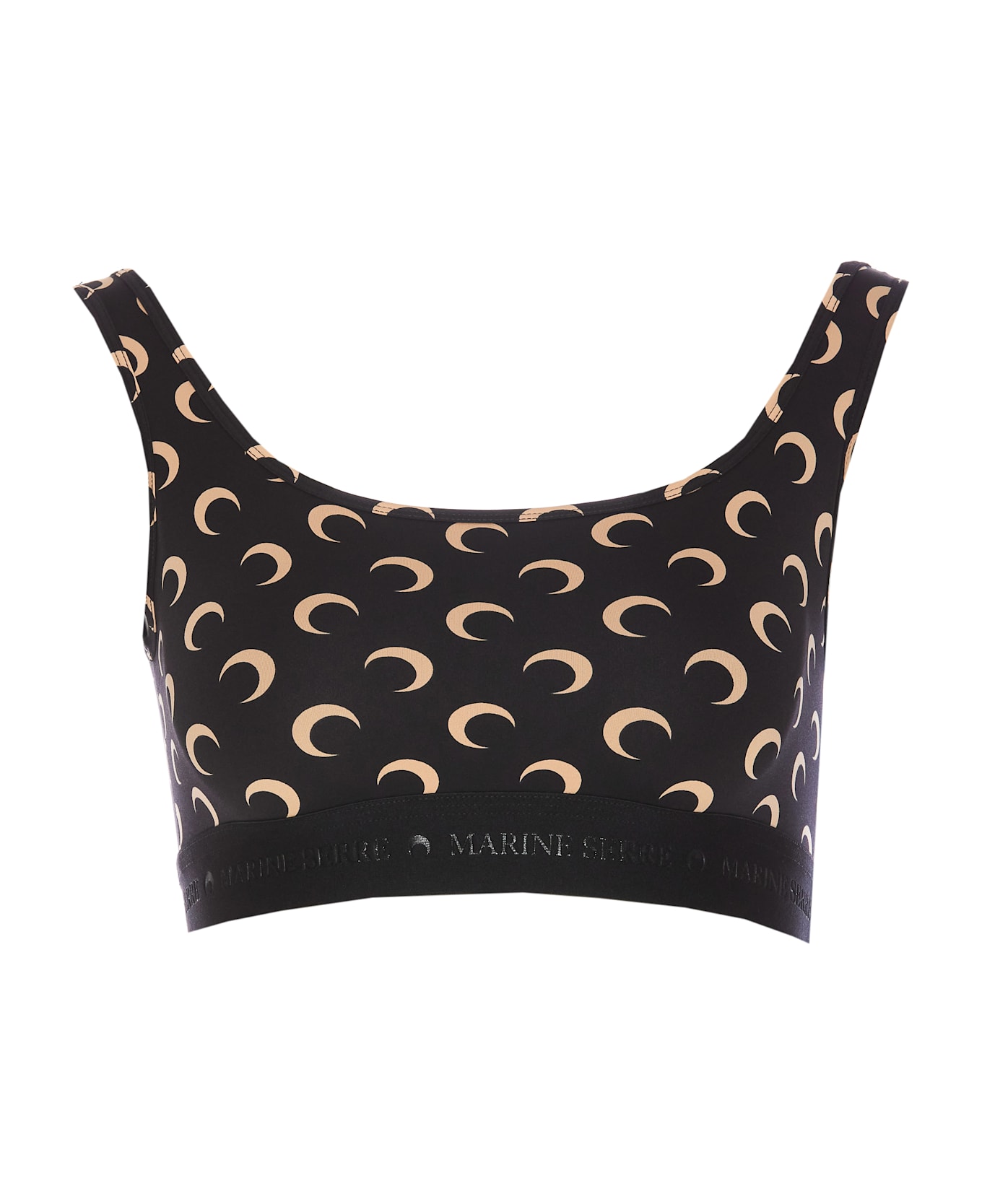 Marine Serre Moon Logo Printed Top - Black