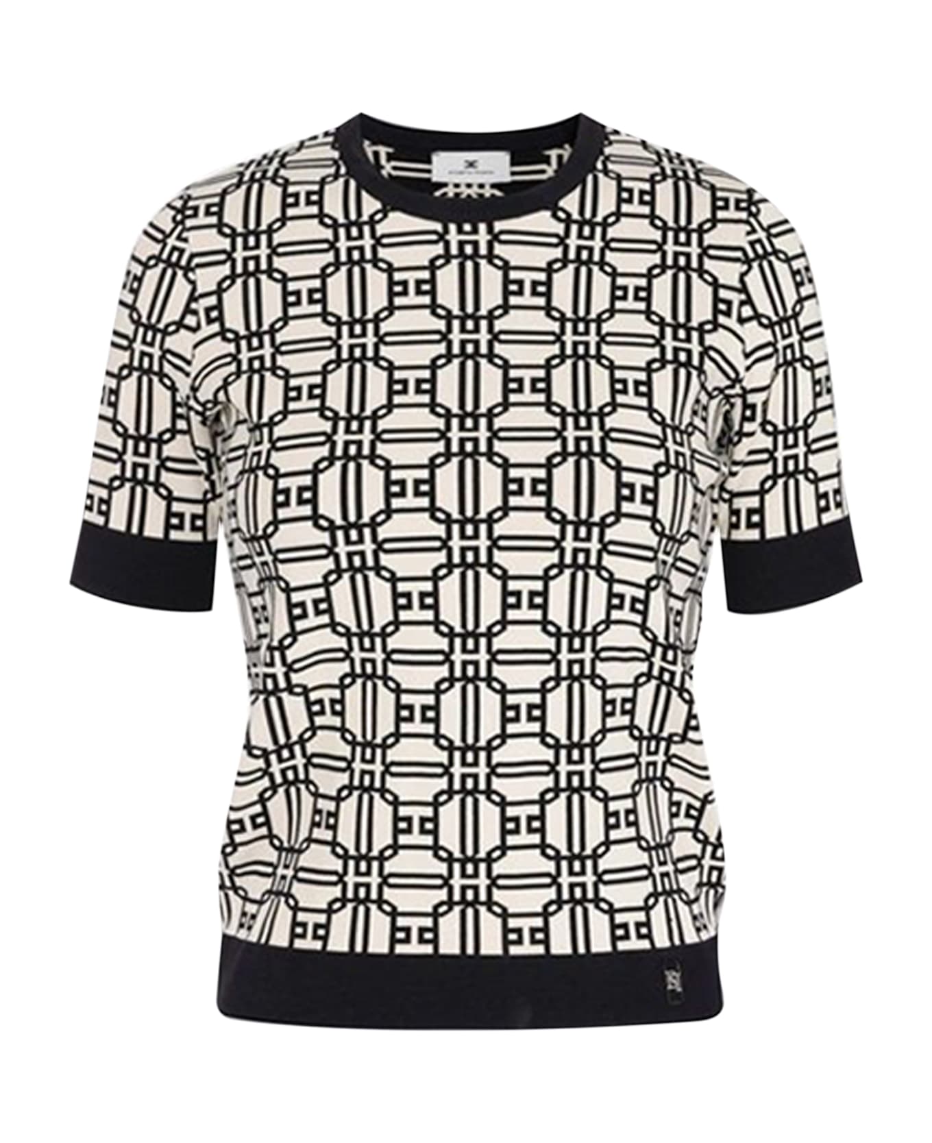 Elisabetta Franchi Logo Sweater In Jacquard Viscose - Black