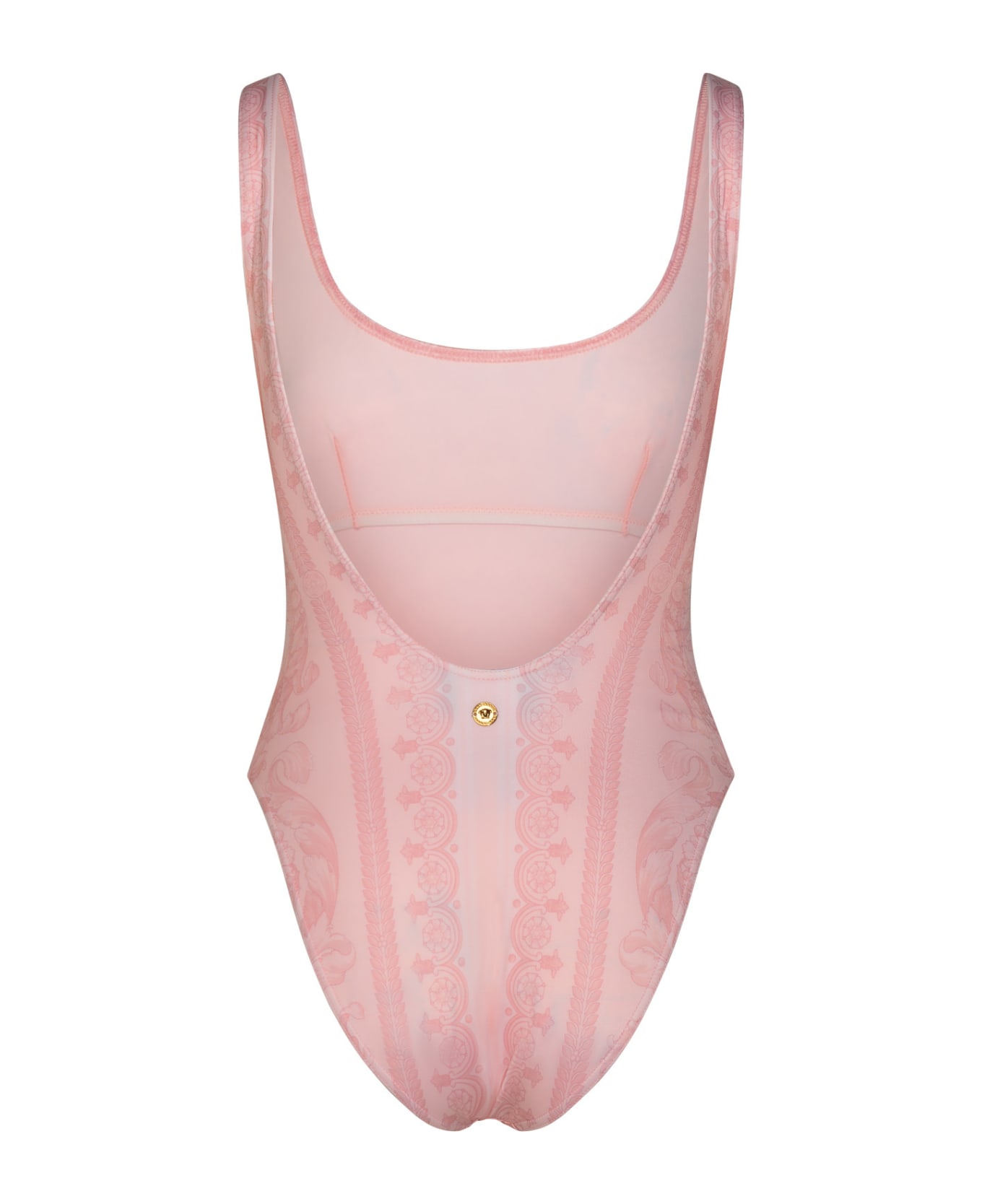 Versace 'barocco' One-piece Swimsuit In Pink Polyester Blend - Pink
