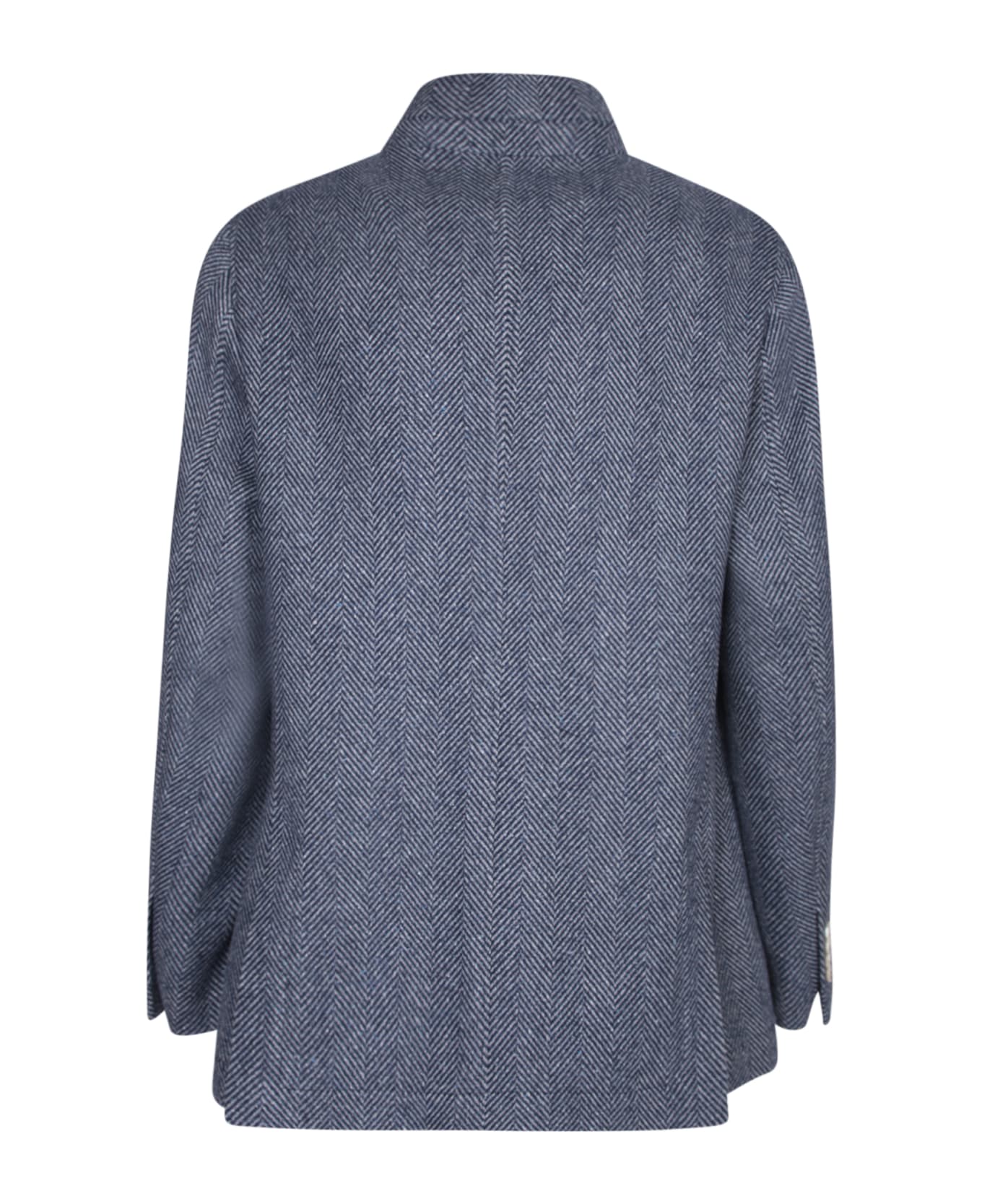 Brunello Cucinelli Blue Herringbone Wool Jacket - Blue