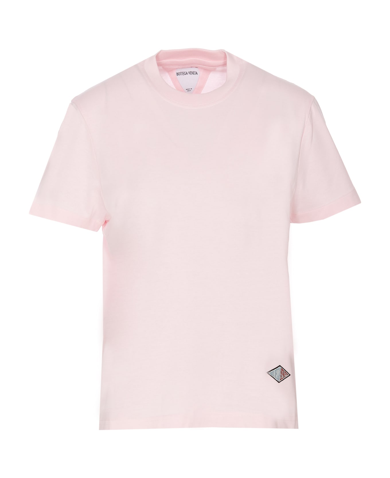 Bottega Veneta Cotton Jersey T-shirt With Label - Pink