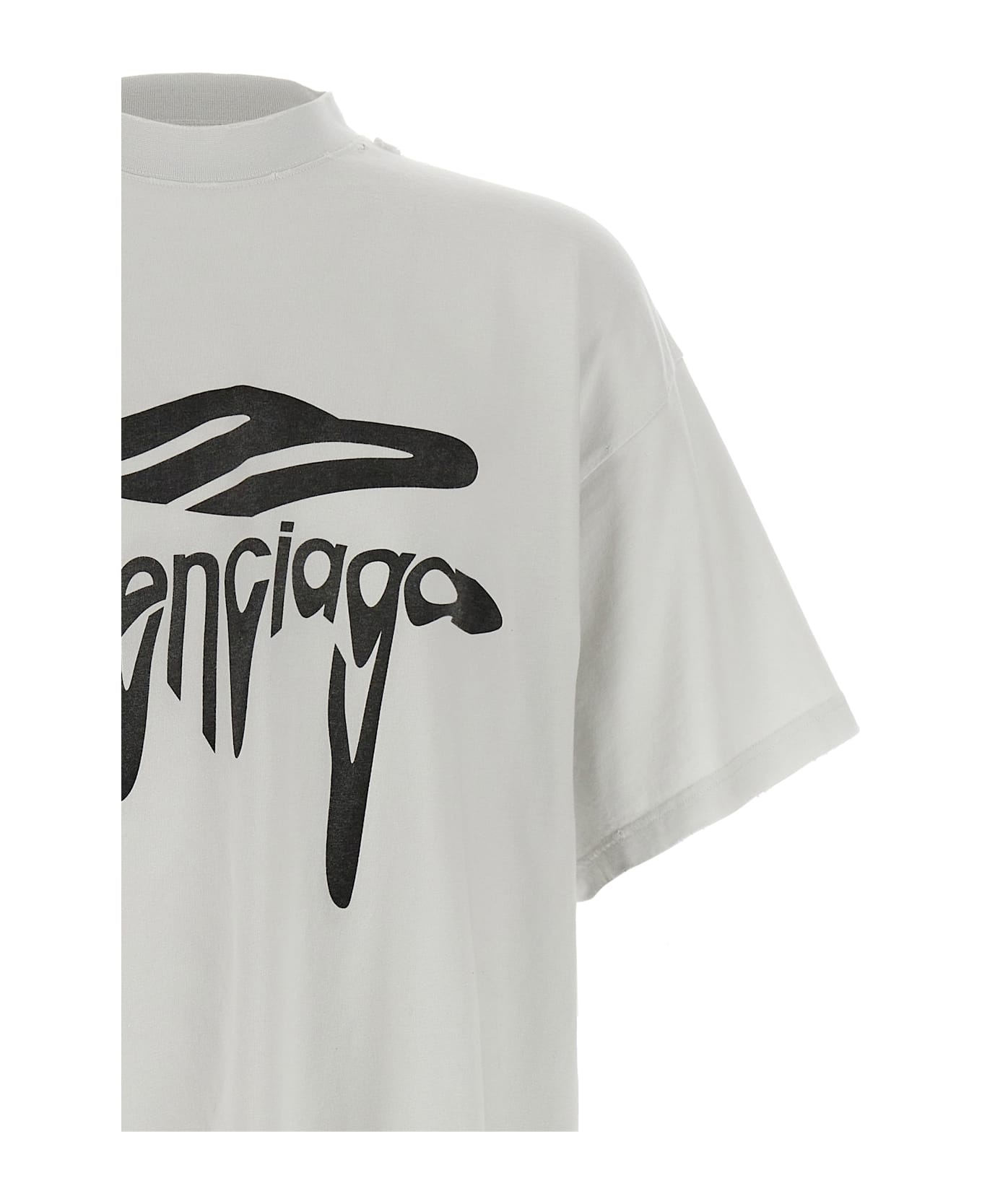 Balenciaga Light Grey Cotton Oversize T-shirt - White