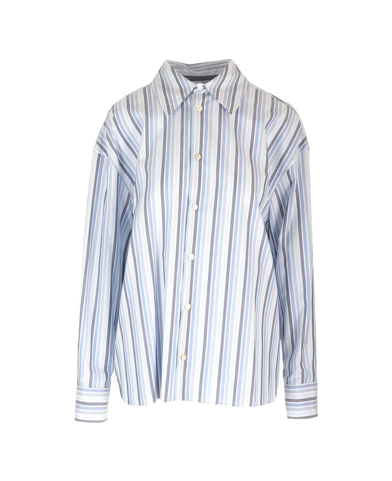 Marni Striped Cotton Shirt - Light blue