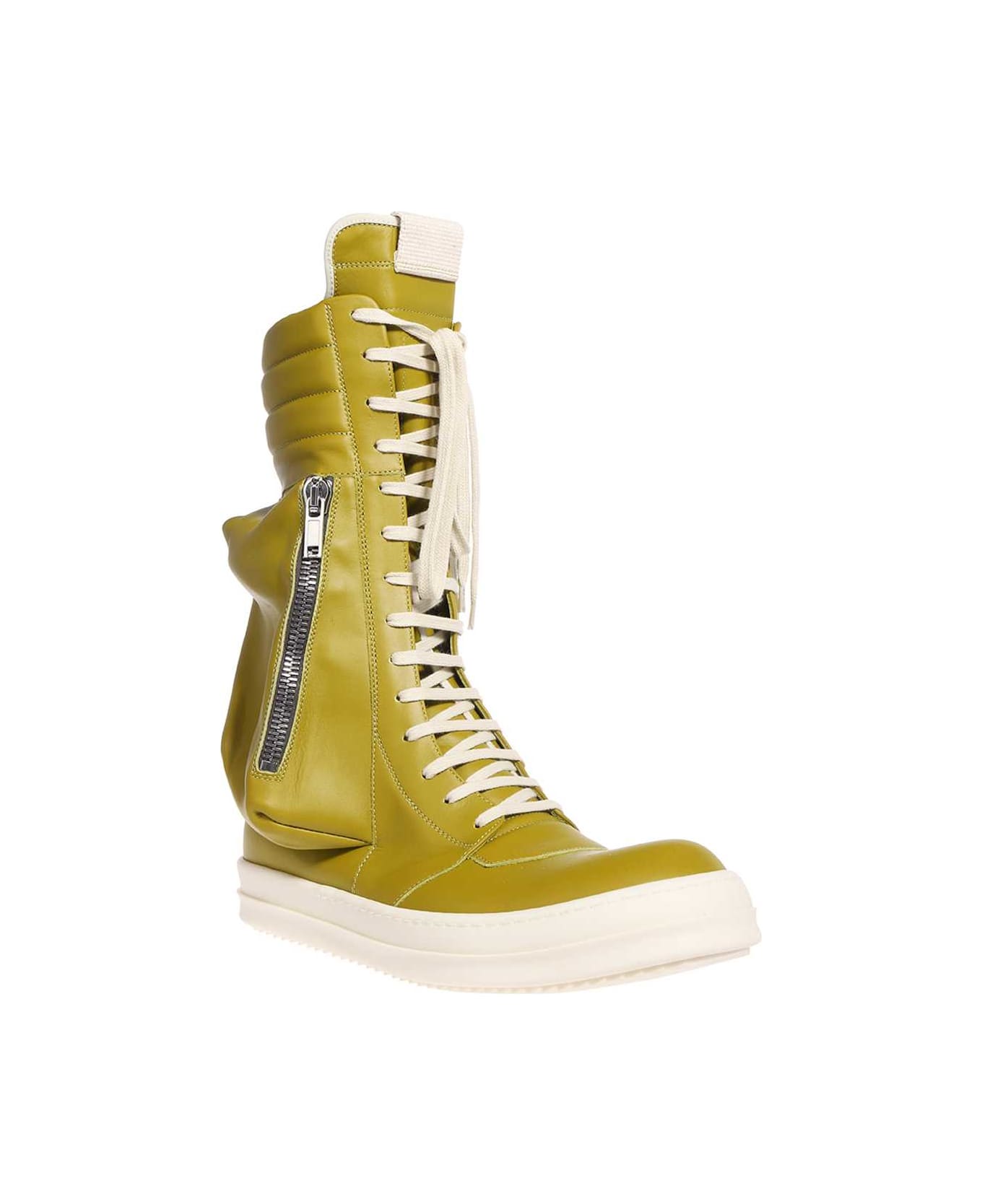 Rick Owens Cargo Basket Leather Lace-up Boots - green