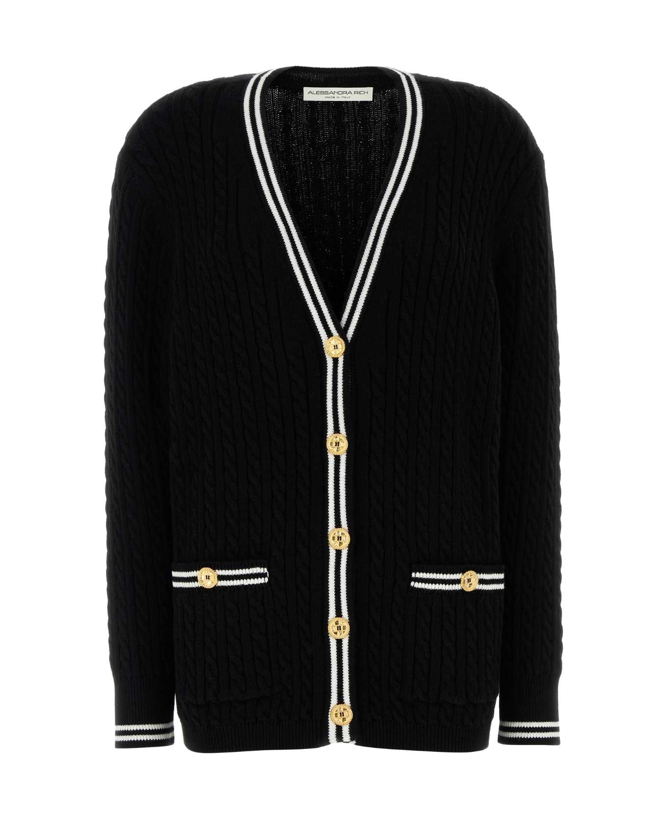 Alessandra Rich Black Cotton Cardigan - BLACK