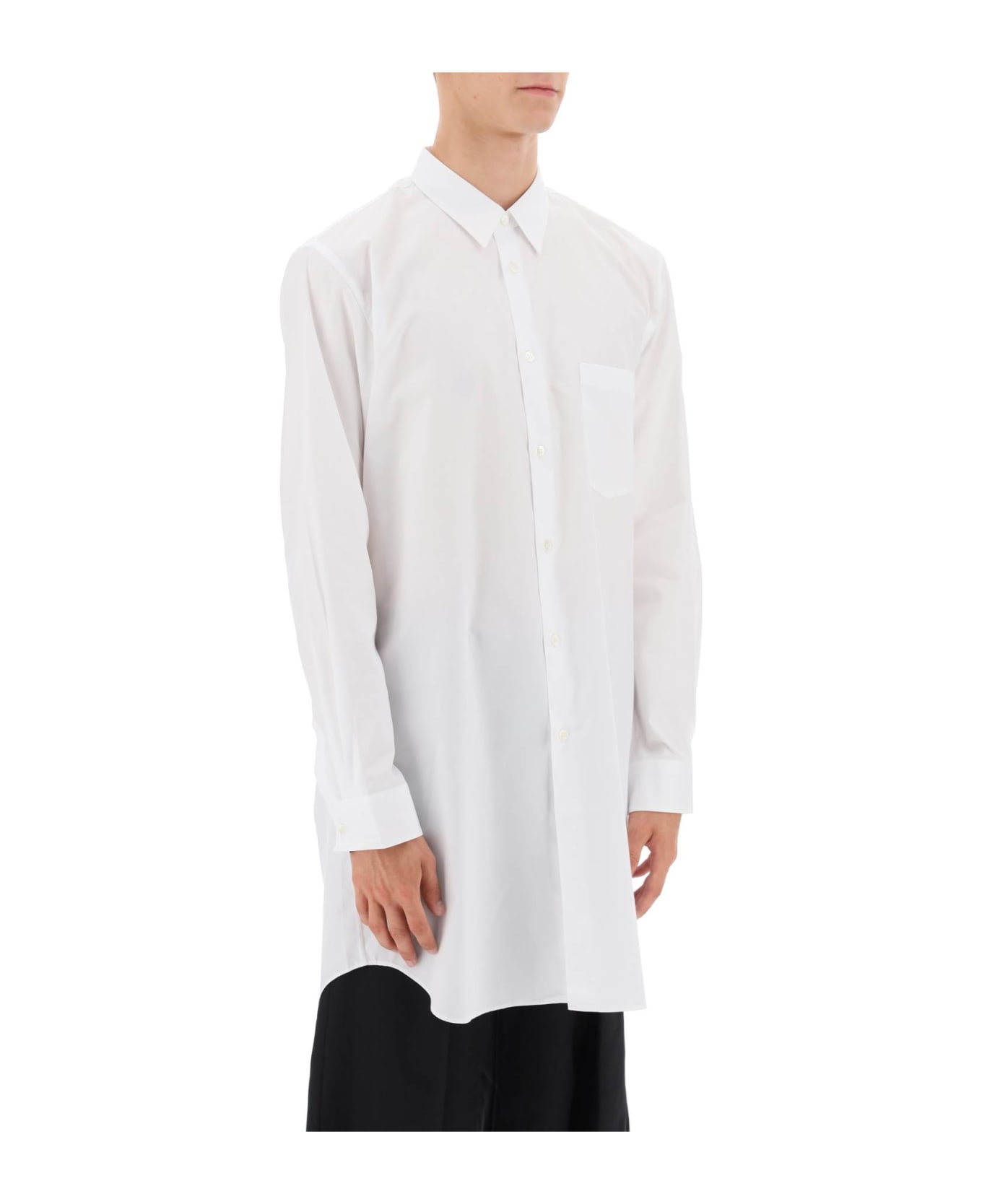 Comme Des Garçons Homme Plus Maxi Shirt In Poplin - WHITE (White)