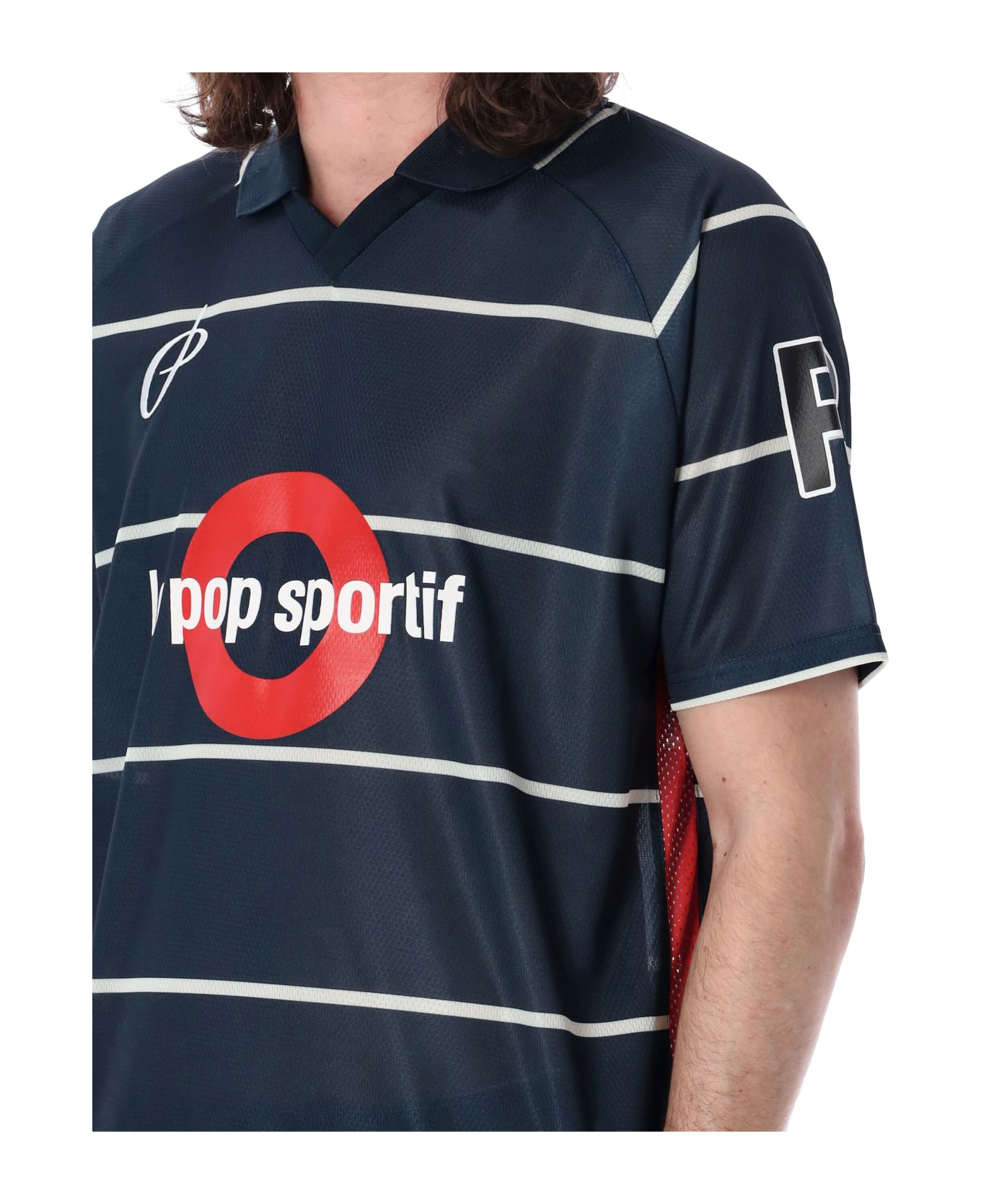Pop Trading Company Pop Striped Sportif Short Sleeves T-shirt - NAVY
