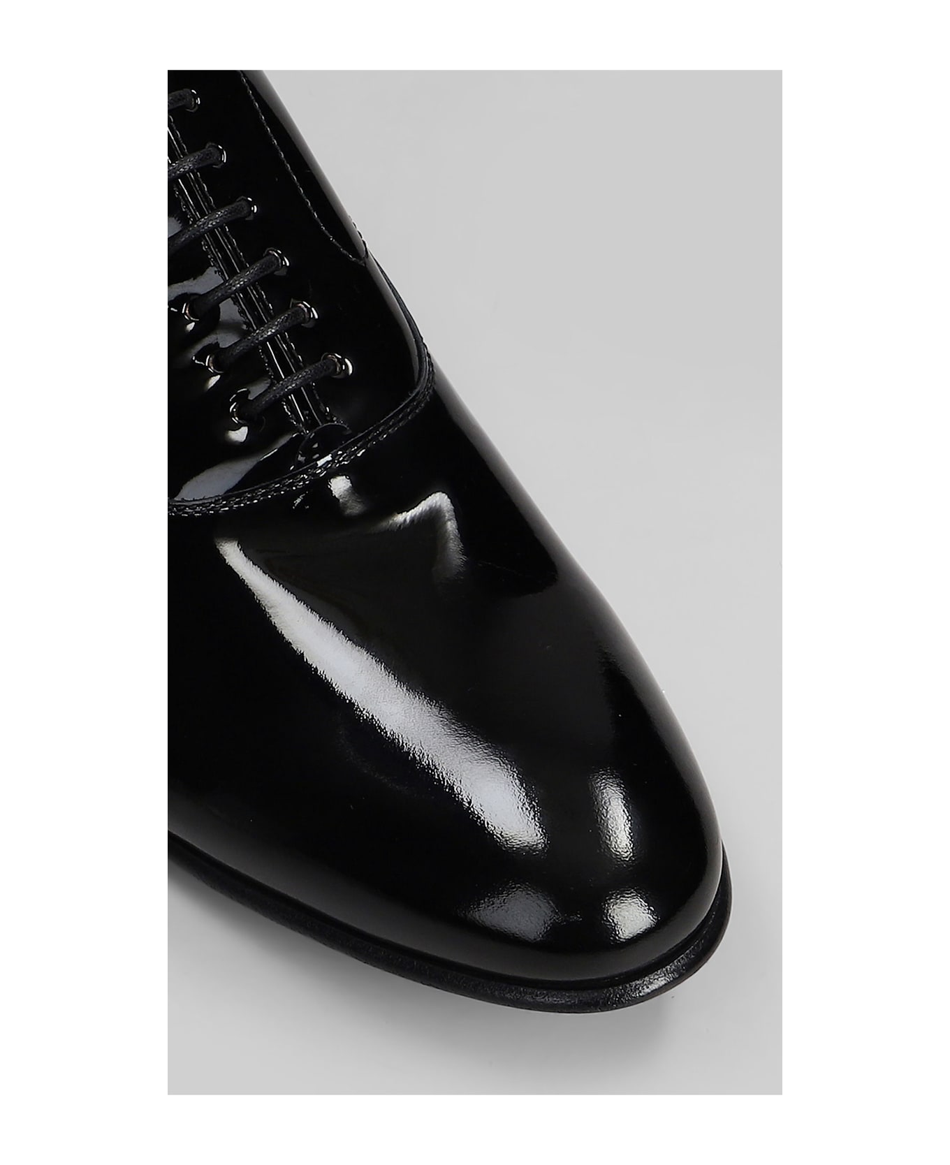 Green George Lace Up Shoes In Black Patent Leather - black
