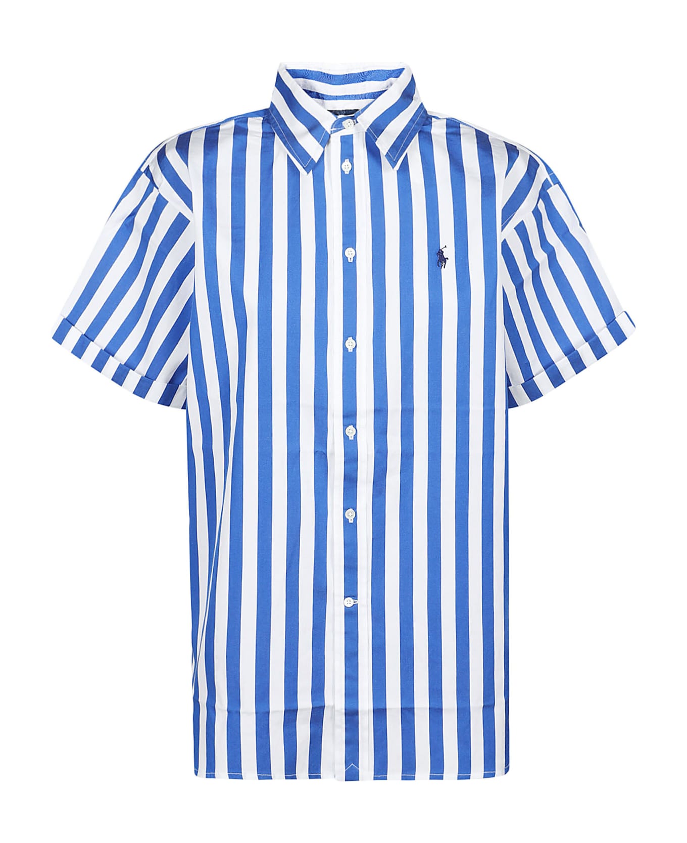 Polo Ralph Lauren Short Sleeve Button Front Shirt - Blue/white