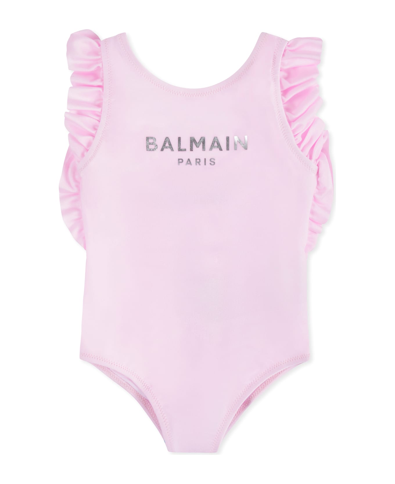 Balmain Pink Swimsuit For Baby Girl With Logo - Pink