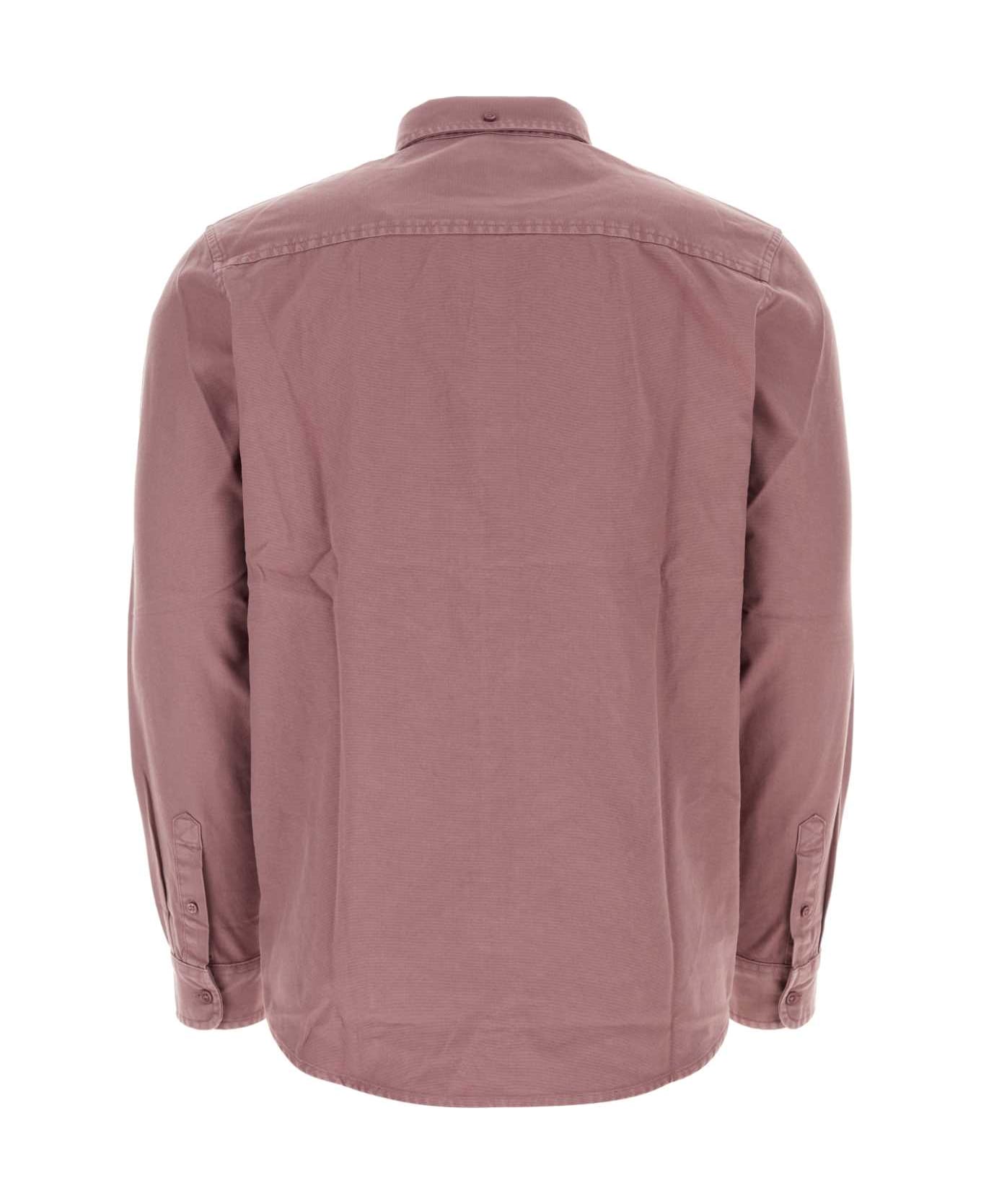 Carhartt Antiqued Pink Cotton L/s Bolton Shirt - DAFNE シャツ