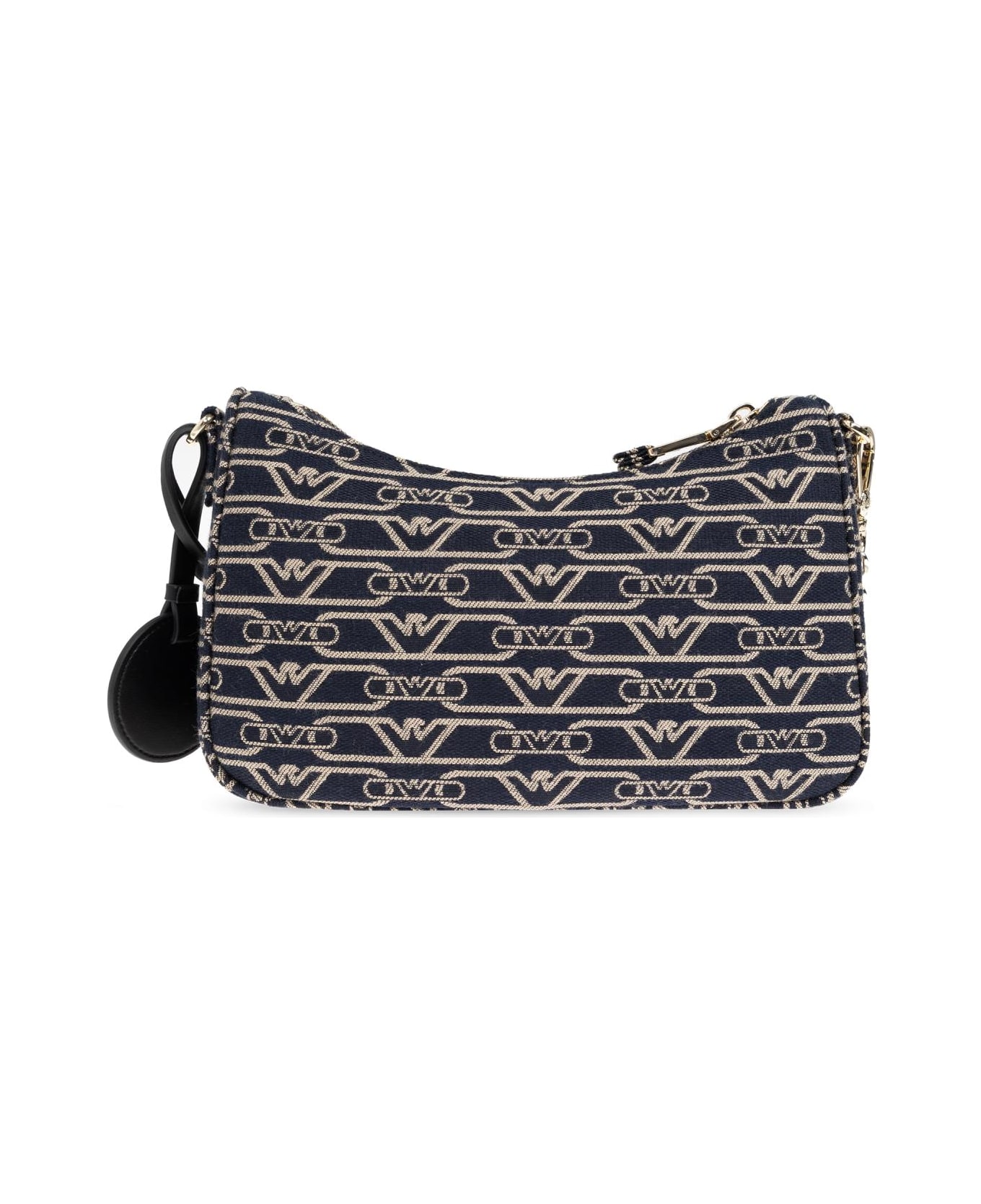 Emporio Armani Shoulder Bag With Embroidered Logo - Denim