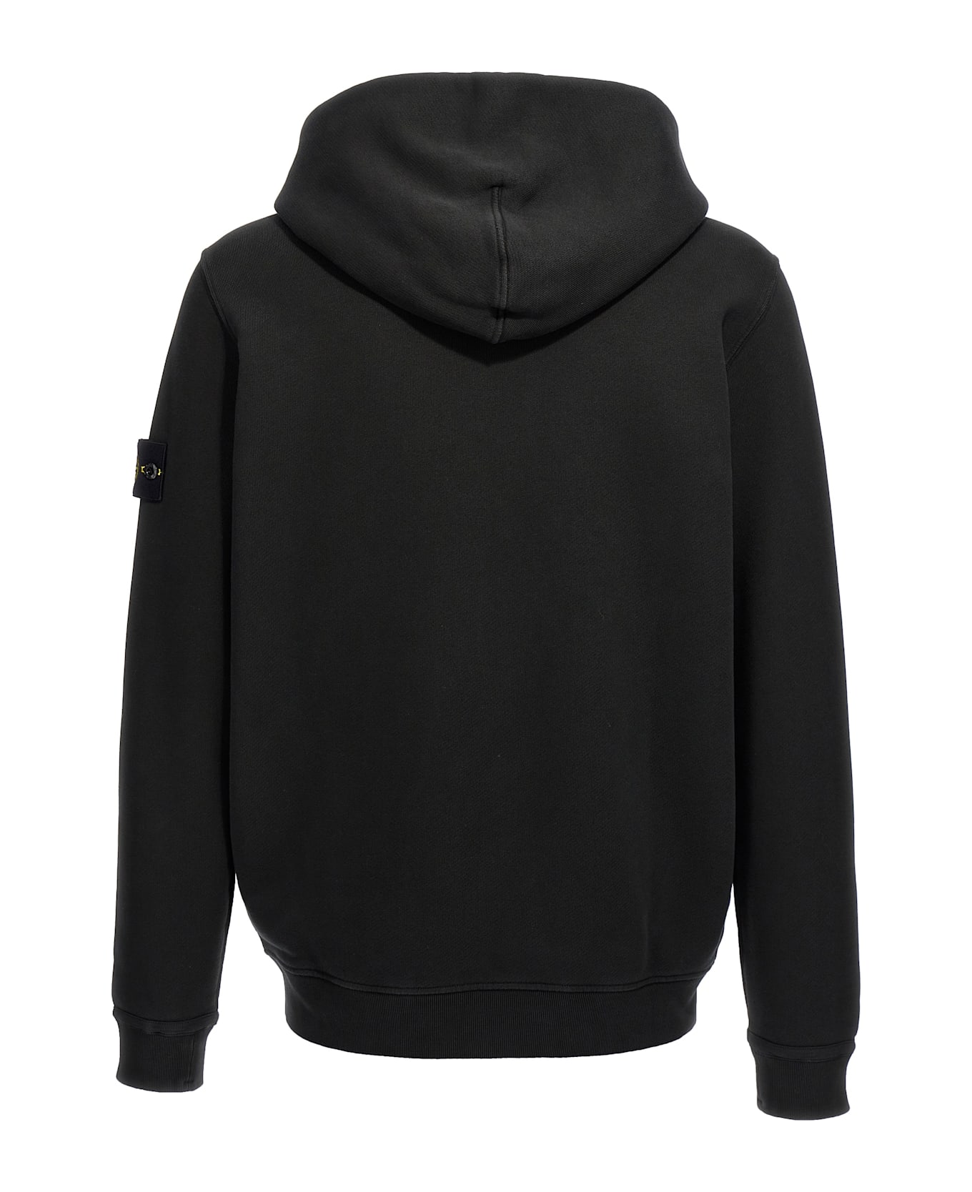 Stone Island Logo Badge Hoodie - Black