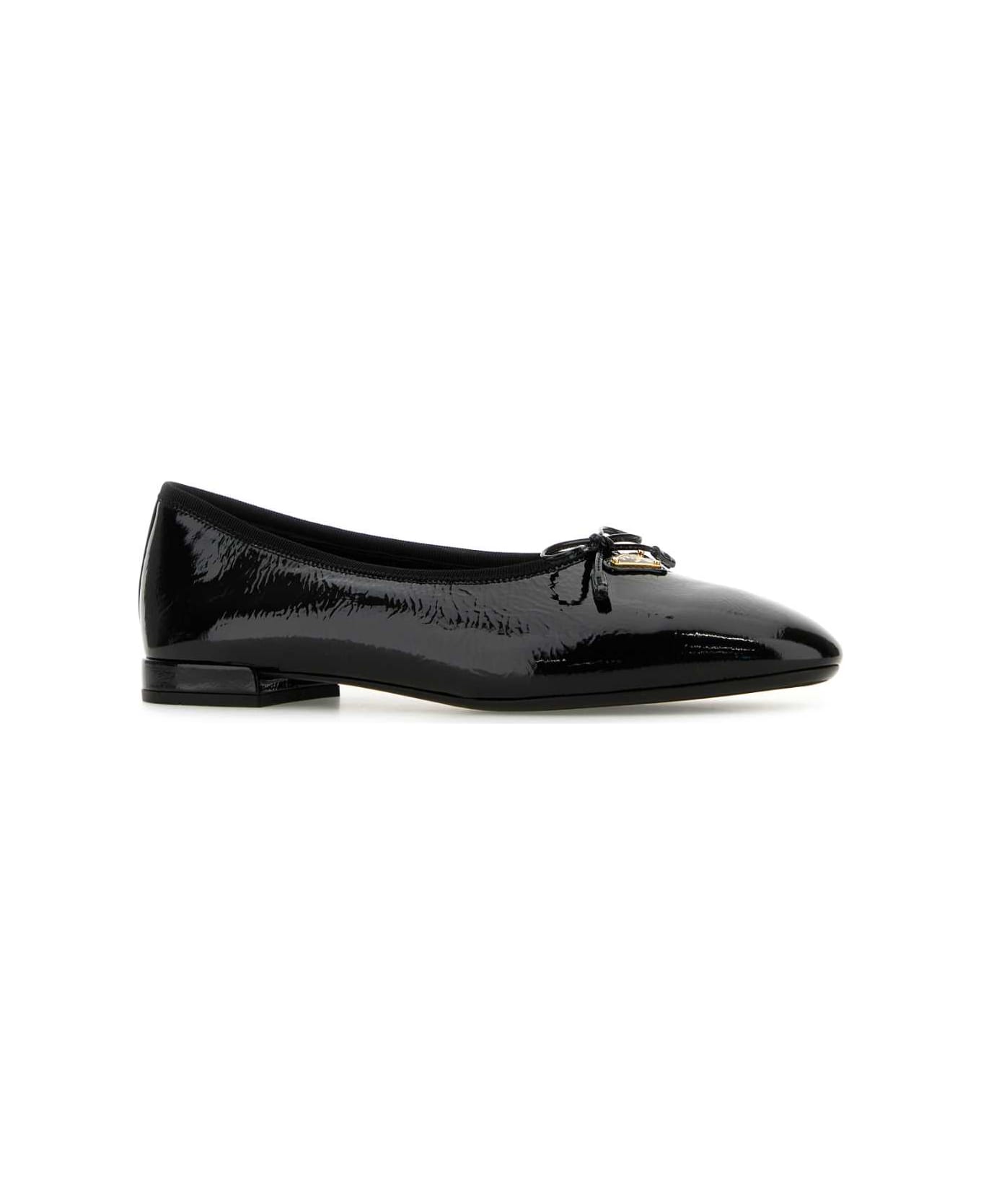 Prada Black Leather Ballerinas - NERO