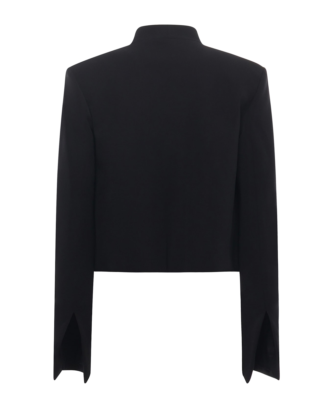 Genny Cropped Cady Jacket With Jeweled X Detail - Black ブレザー